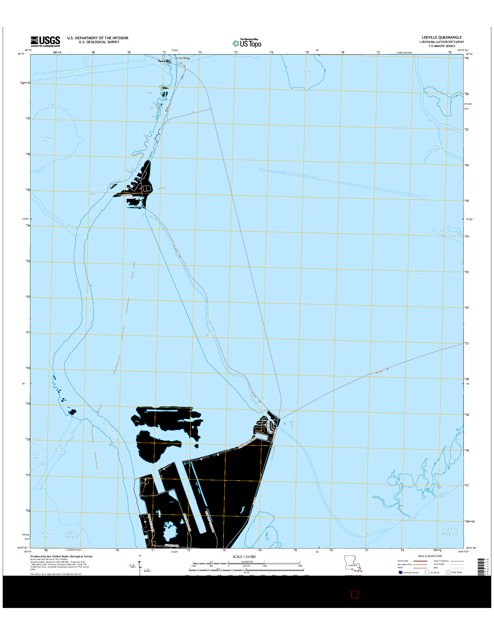 USGS US TOPO 7.5-MINUTE MAP FOR LEEVILLE, LA 2015
