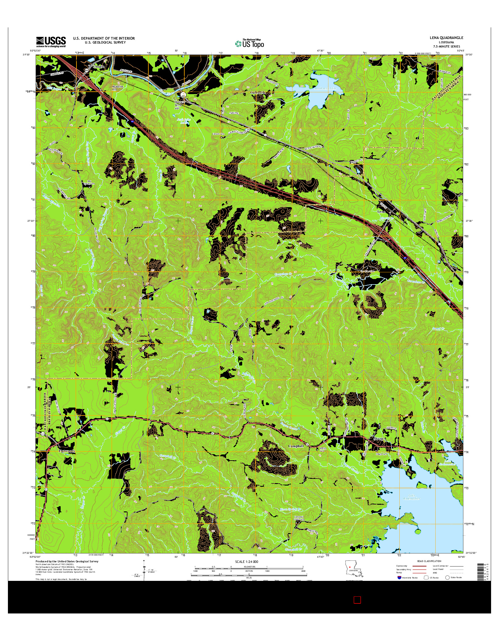 USGS US TOPO 7.5-MINUTE MAP FOR LENA, LA 2015