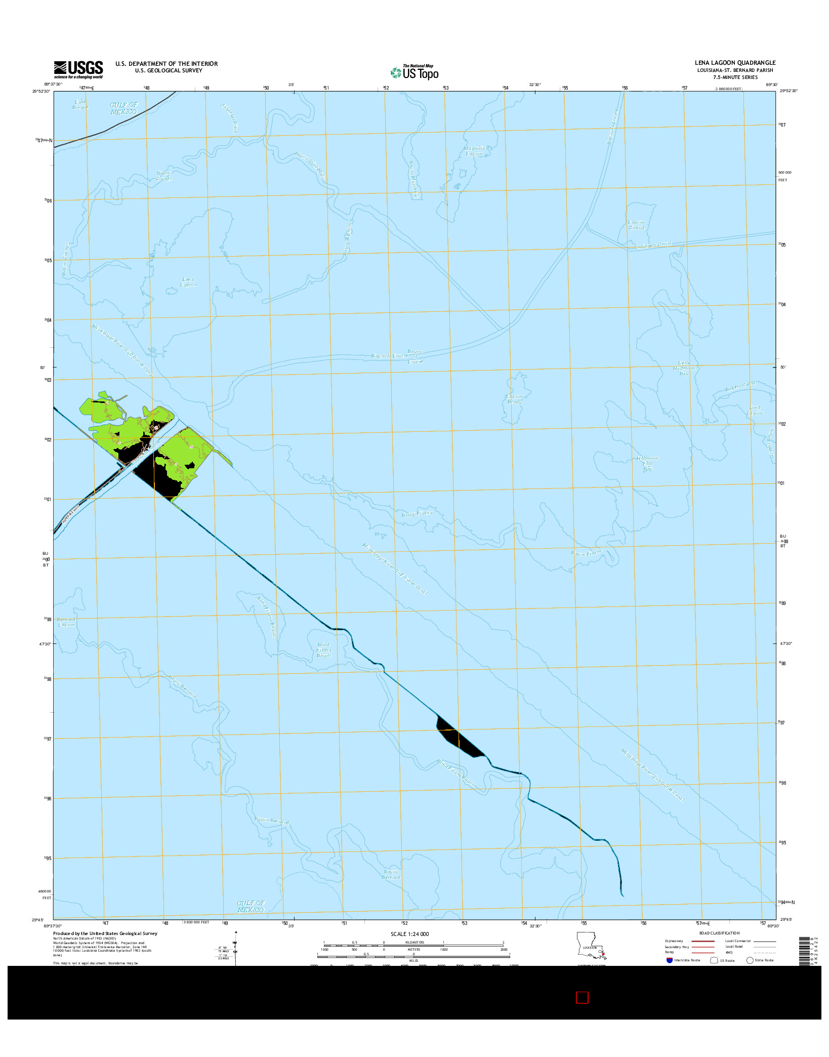 USGS US TOPO 7.5-MINUTE MAP FOR LENA LAGOON, LA 2015
