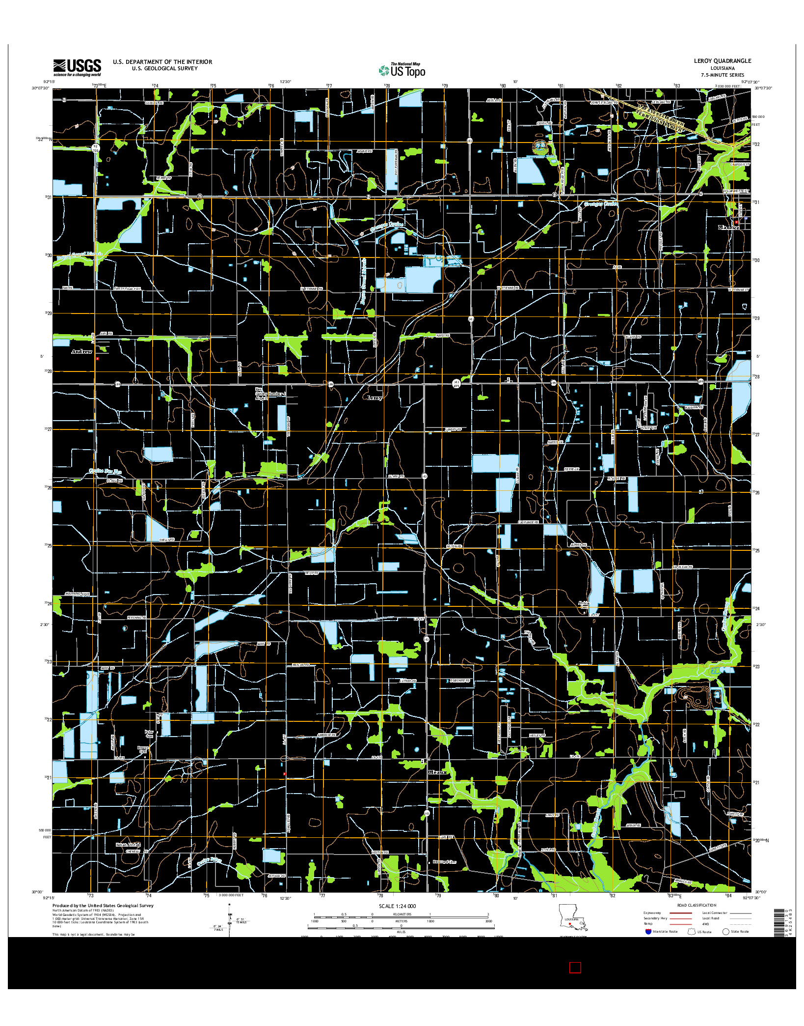 USGS US TOPO 7.5-MINUTE MAP FOR LEROY, LA 2015