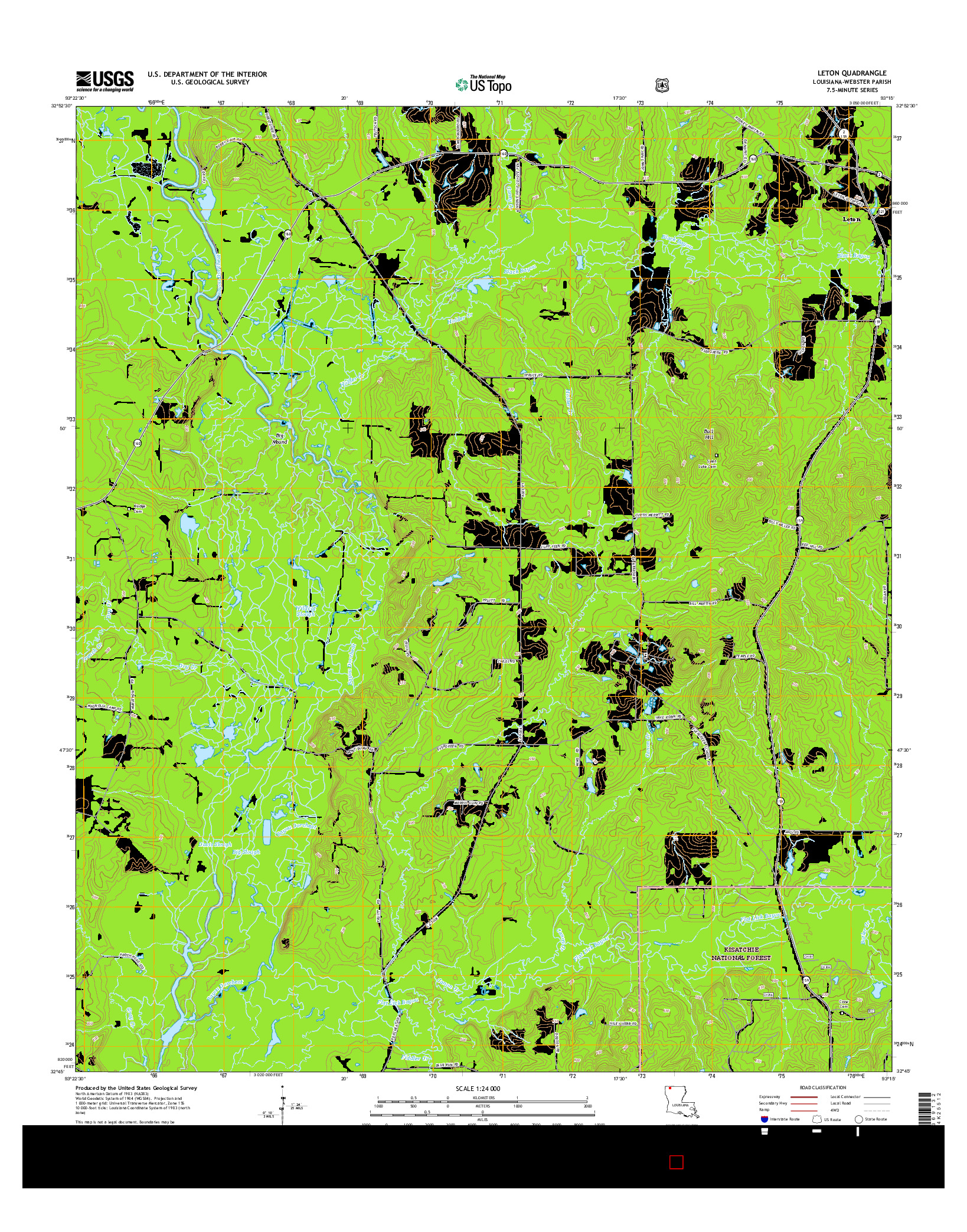USGS US TOPO 7.5-MINUTE MAP FOR LETON, LA 2015