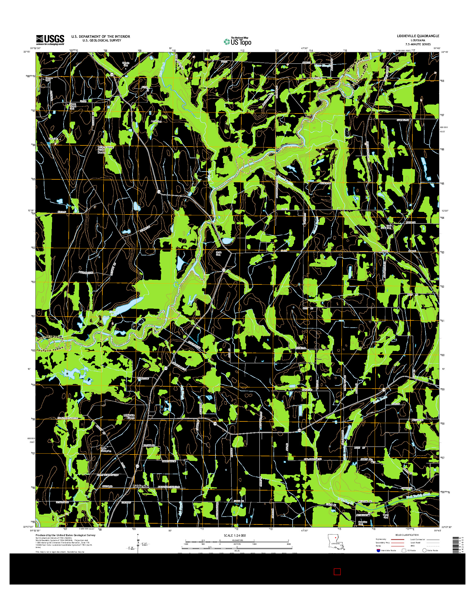 USGS US TOPO 7.5-MINUTE MAP FOR LIDDIEVILLE, LA 2015