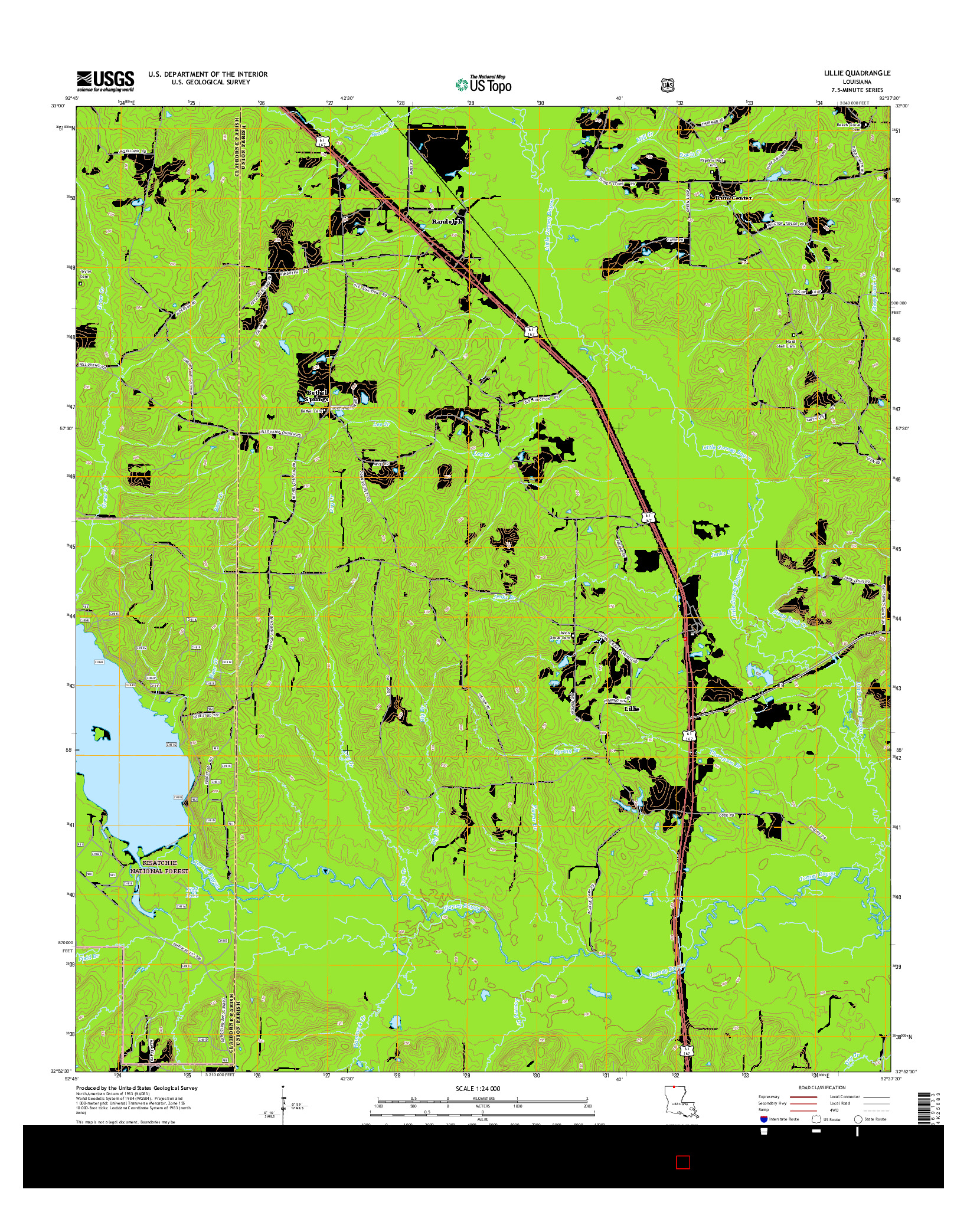 USGS US TOPO 7.5-MINUTE MAP FOR LILLIE, LA 2015