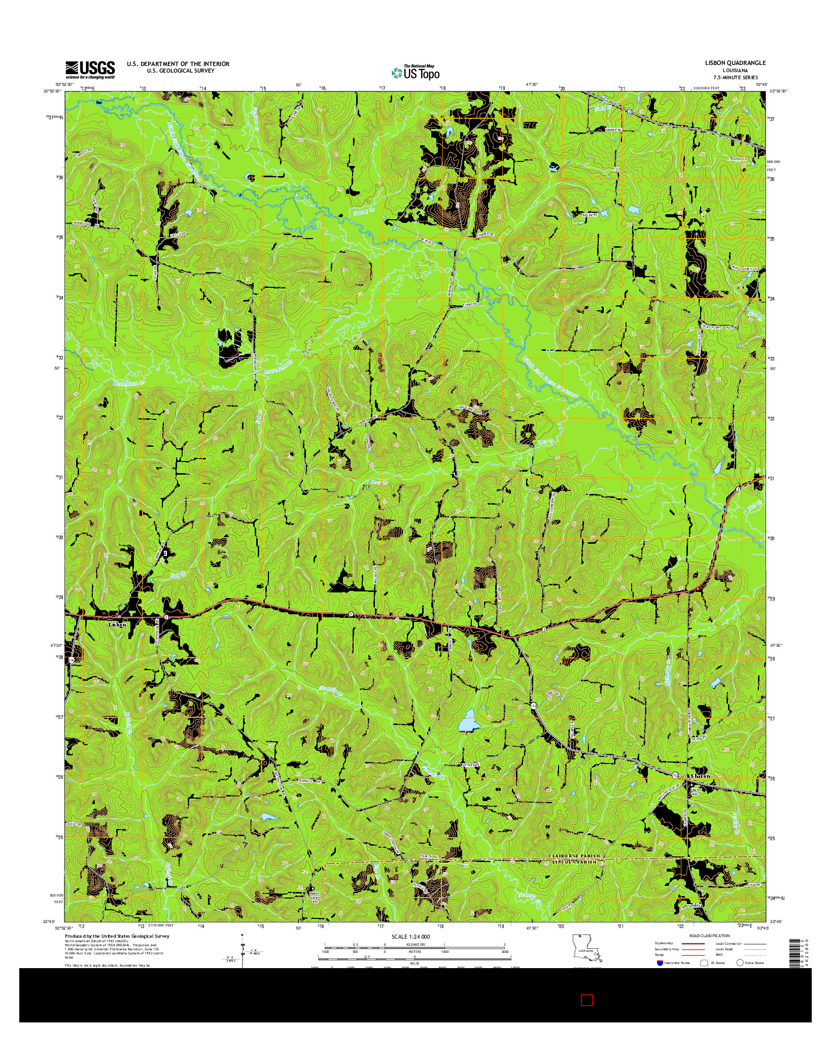 USGS US TOPO 7.5-MINUTE MAP FOR LISBON, LA 2015