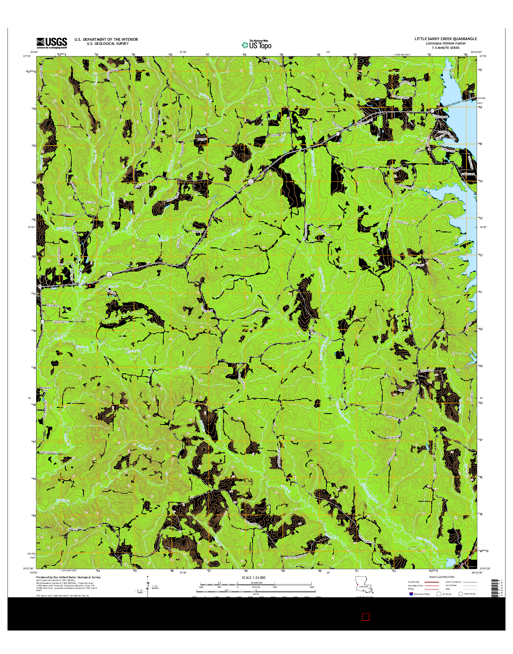 USGS US TOPO 7.5-MINUTE MAP FOR LITTLE SANDY CREEK, LA 2015