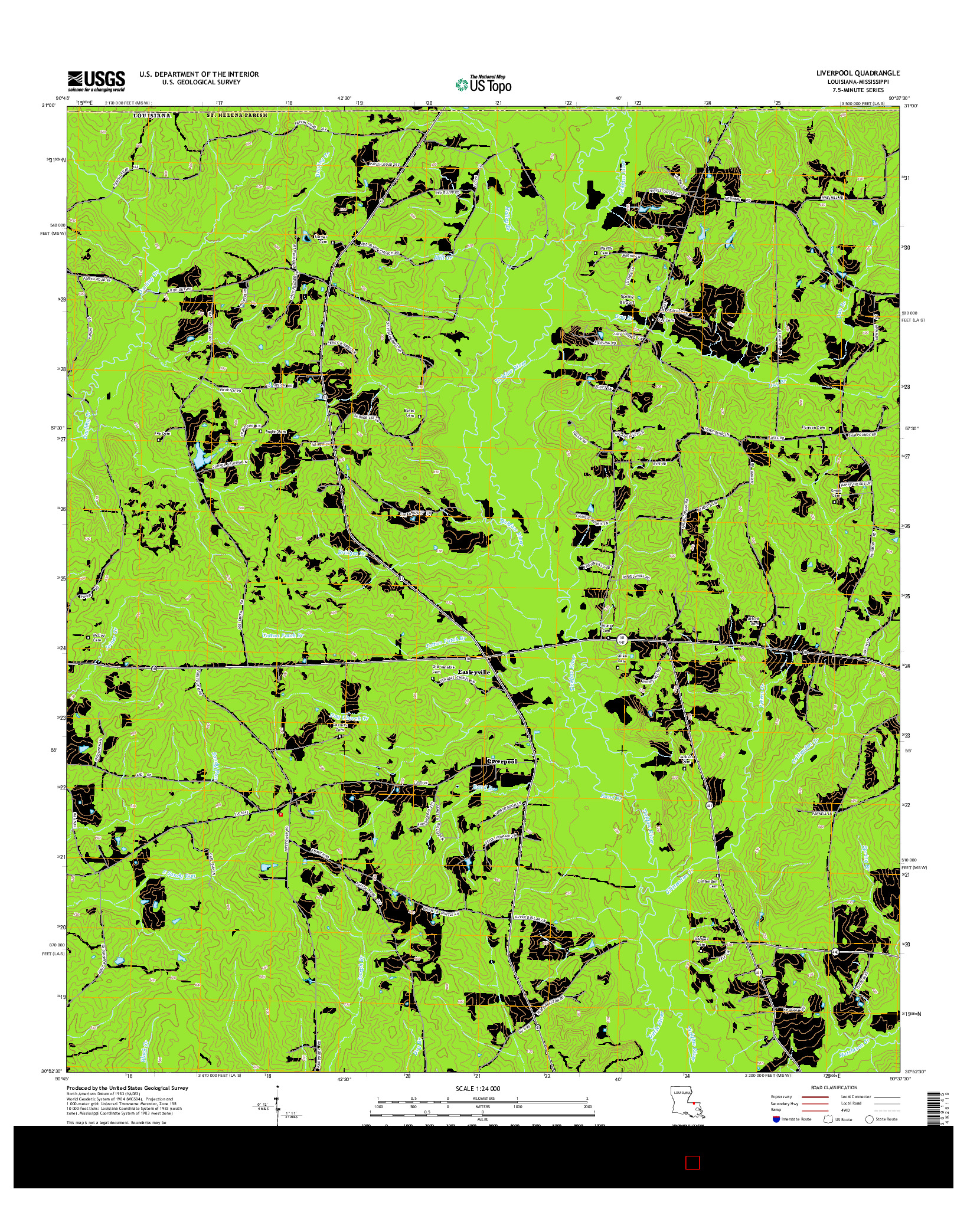 USGS US TOPO 7.5-MINUTE MAP FOR LIVERPOOL, LA-MS 2015