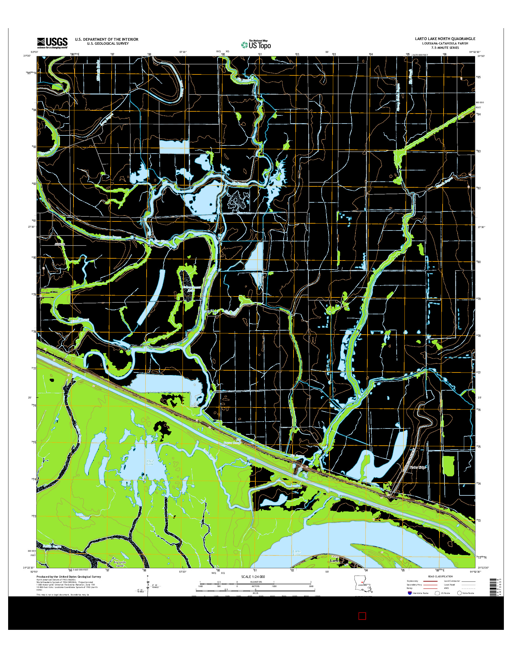USGS US TOPO 7.5-MINUTE MAP FOR LARTO LAKE NORTH, LA 2015