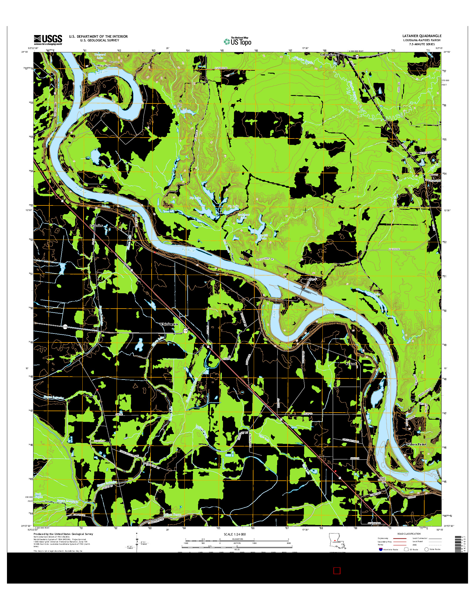 USGS US TOPO 7.5-MINUTE MAP FOR LATANIER, LA 2015