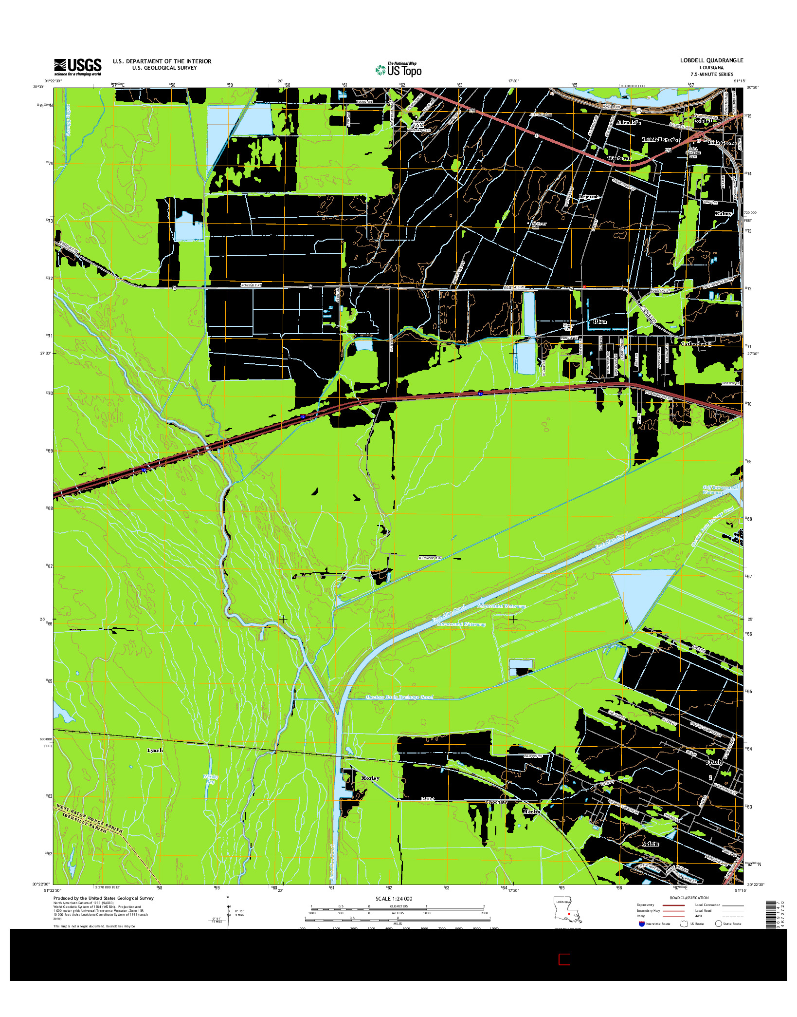 USGS US TOPO 7.5-MINUTE MAP FOR LOBDELL, LA 2015
