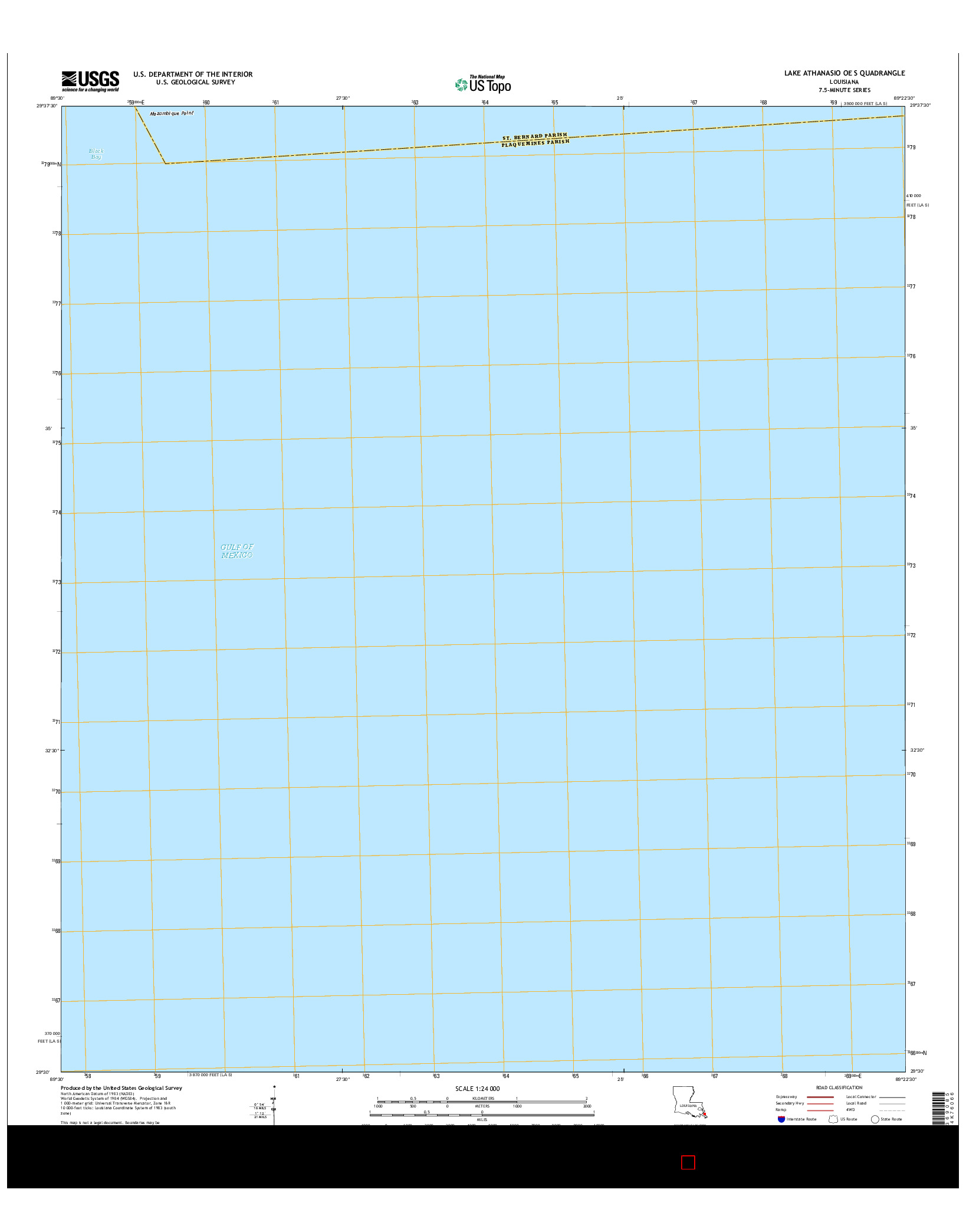 USGS US TOPO 7.5-MINUTE MAP FOR LAKE ATHANASIO OE S, LA 2015