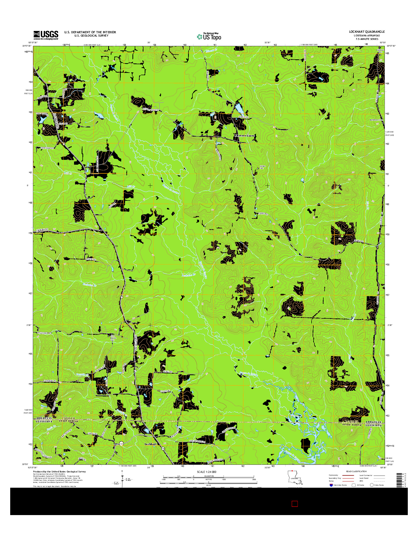 USGS US TOPO 7.5-MINUTE MAP FOR LOCKHART, LA-AR 2015