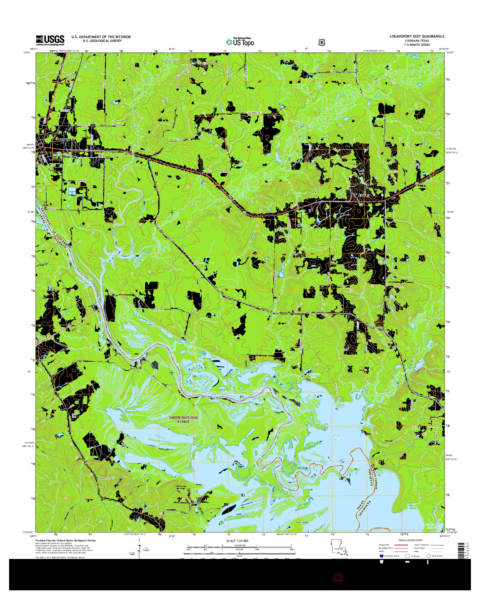 USGS US TOPO 7.5-MINUTE MAP FOR LOGANSPORT EAST, LA-TX 2015