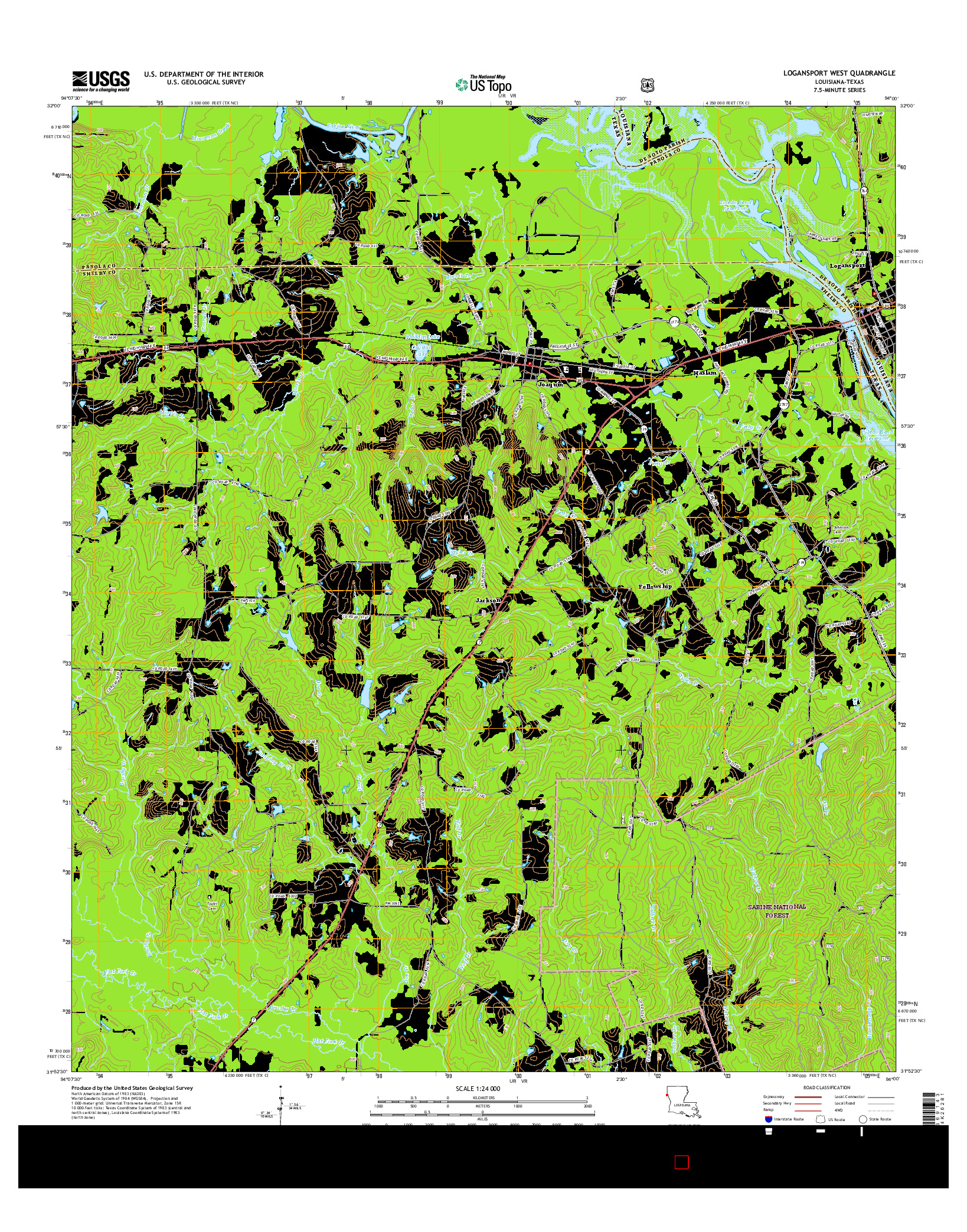 USGS US TOPO 7.5-MINUTE MAP FOR LOGANSPORT WEST, LA-TX 2015