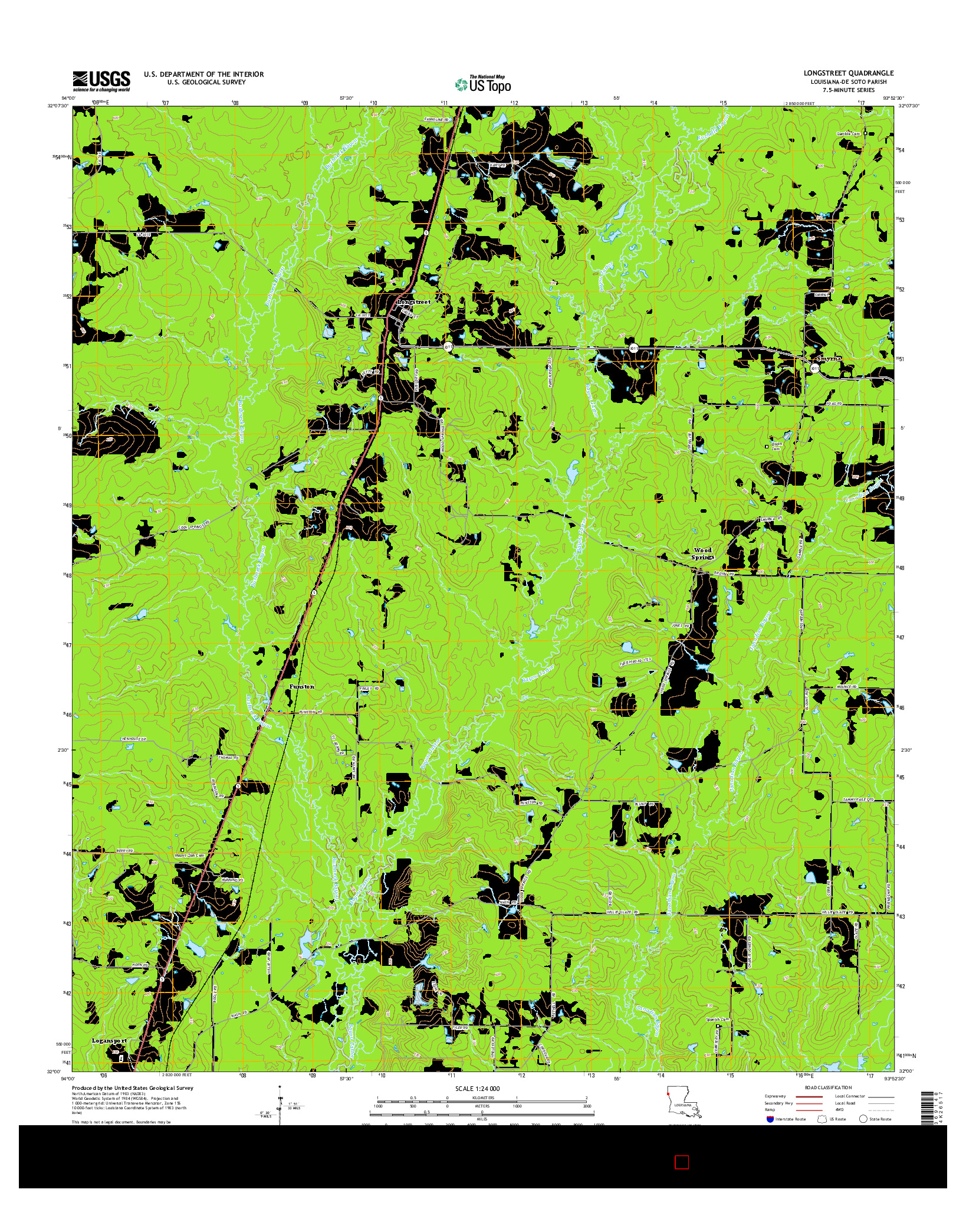 USGS US TOPO 7.5-MINUTE MAP FOR LONGSTREET, LA 2015