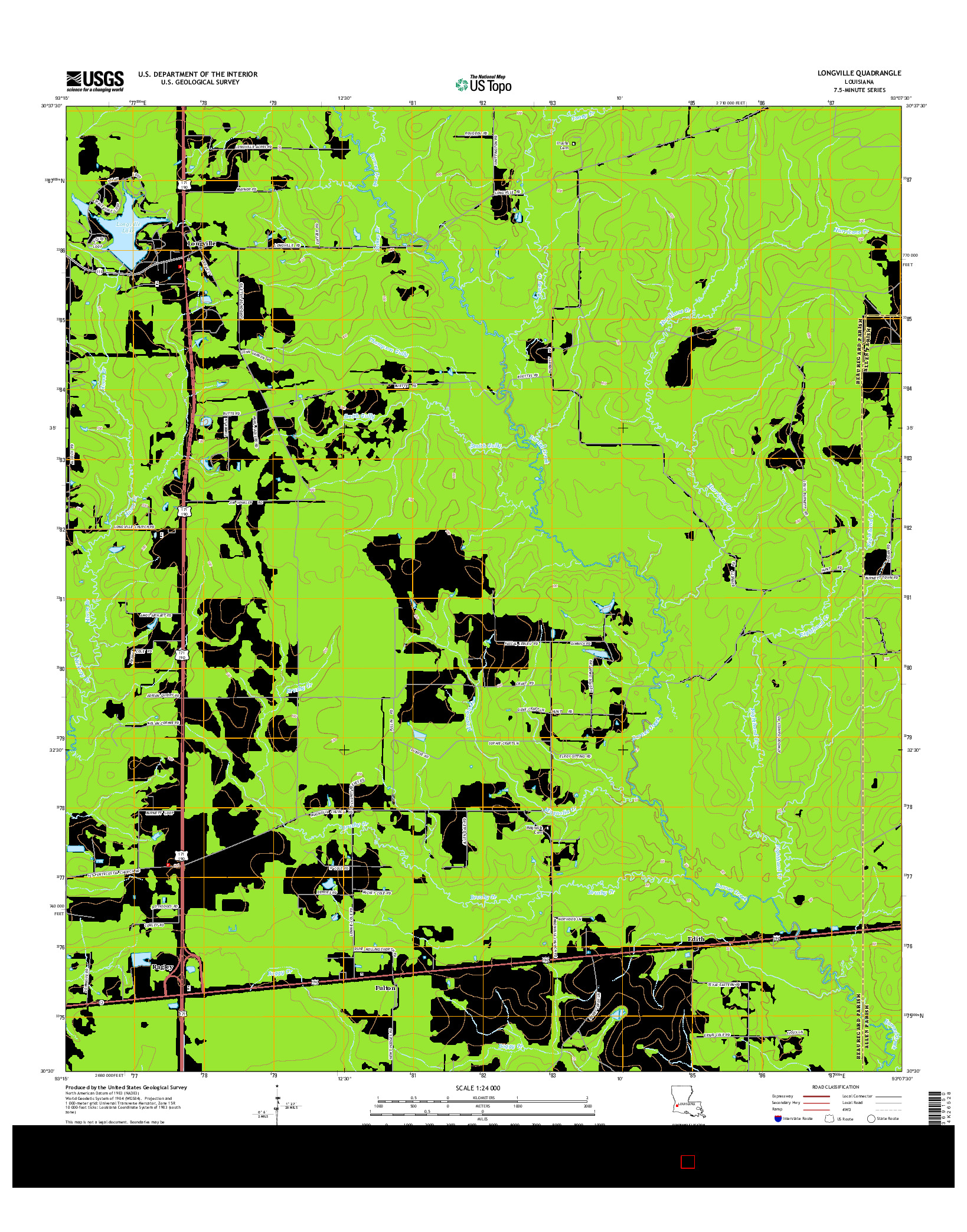 USGS US TOPO 7.5-MINUTE MAP FOR LONGVILLE, LA 2015