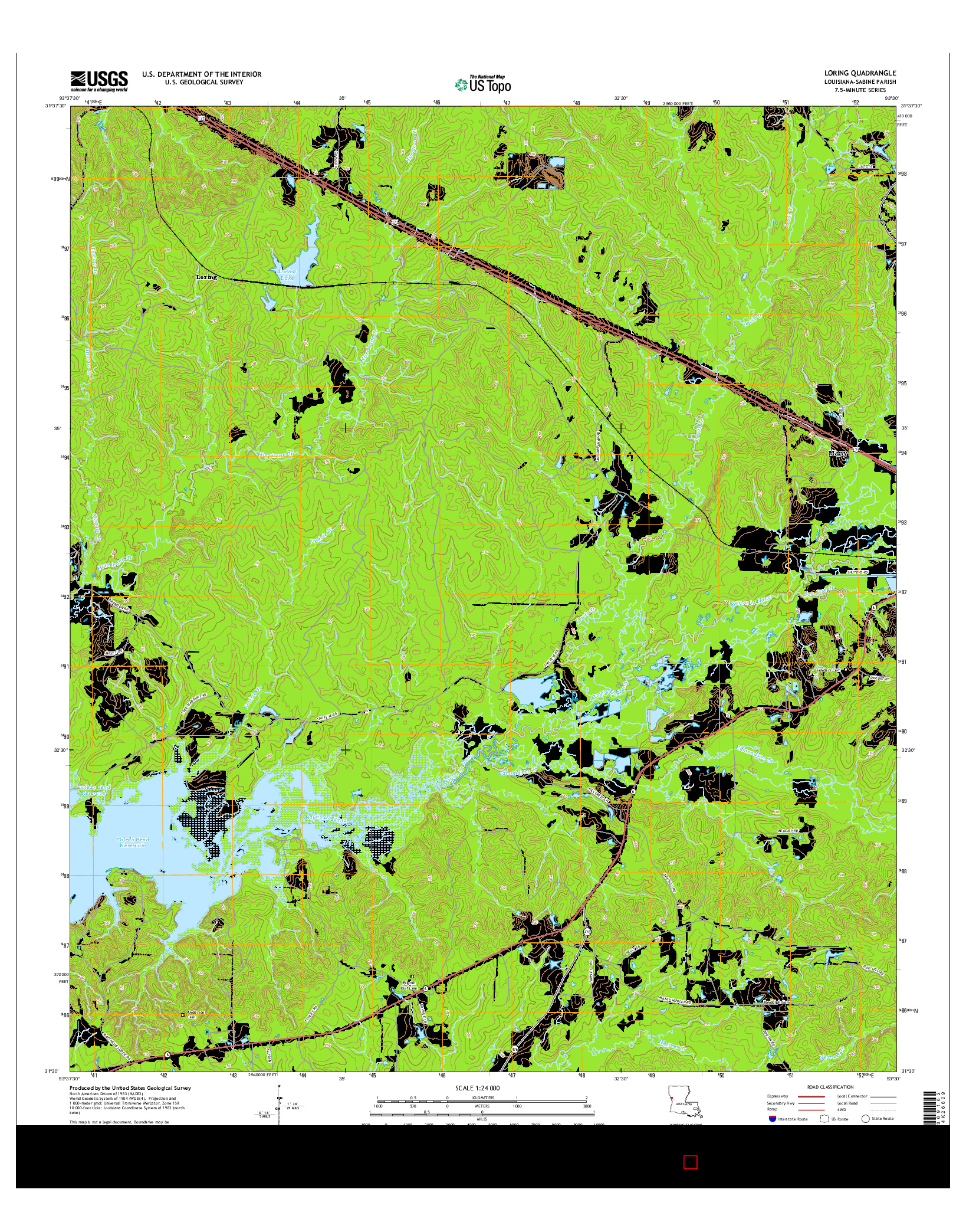 USGS US TOPO 7.5-MINUTE MAP FOR LORING, LA 2015