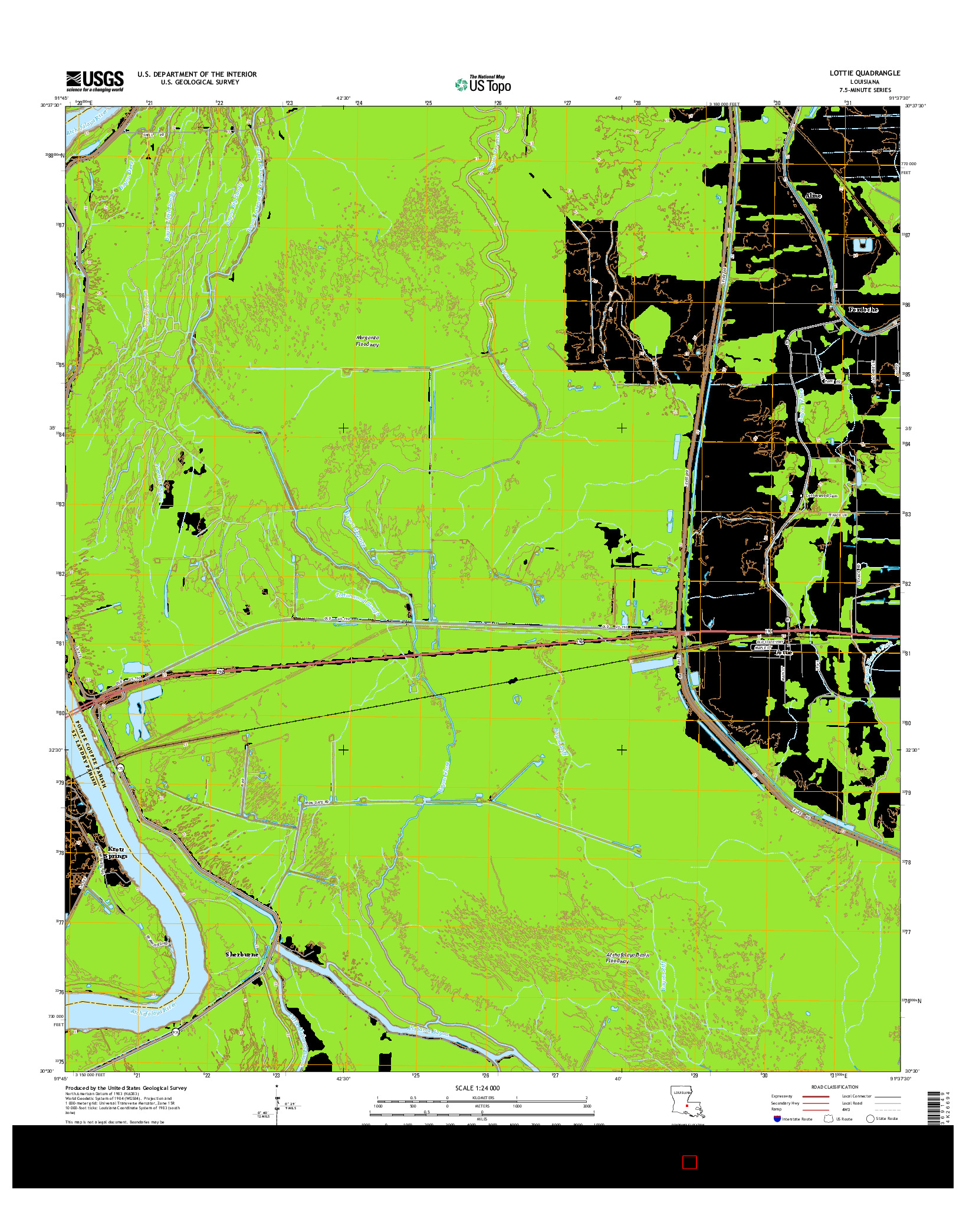 USGS US TOPO 7.5-MINUTE MAP FOR LOTTIE, LA 2015