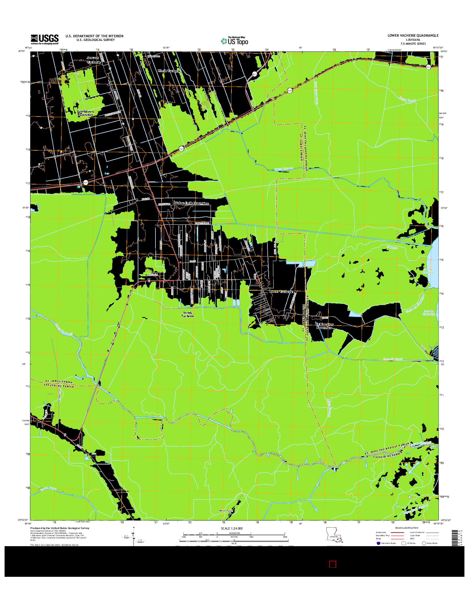 USGS US TOPO 7.5-MINUTE MAP FOR LOWER VACHERIE, LA 2015