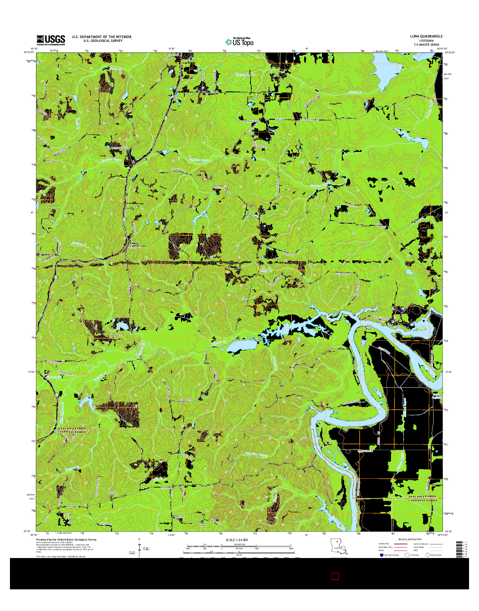 USGS US TOPO 7.5-MINUTE MAP FOR LUNA, LA 2015