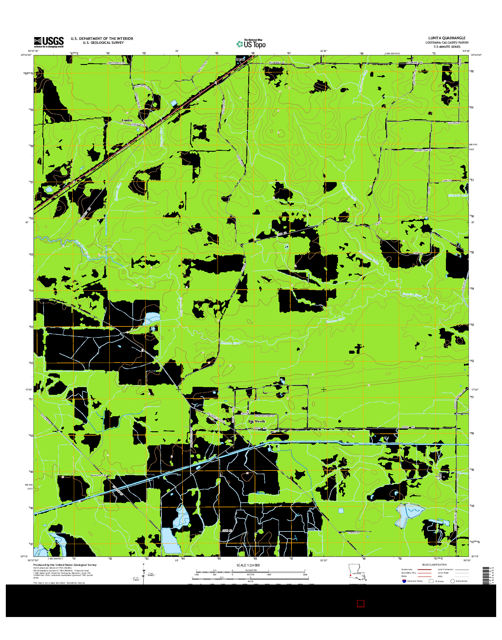 USGS US TOPO 7.5-MINUTE MAP FOR LUNITA, LA 2015