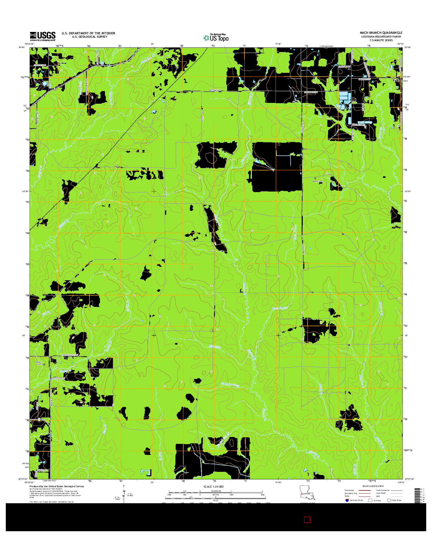 USGS US TOPO 7.5-MINUTE MAP FOR MACH BRANCH, LA 2015