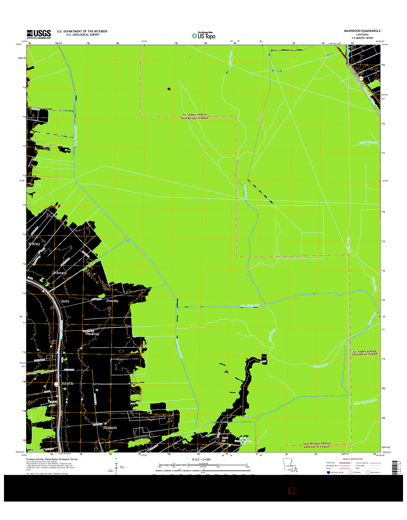 USGS US TOPO 7.5-MINUTE MAP FOR MADEWOOD, LA 2015