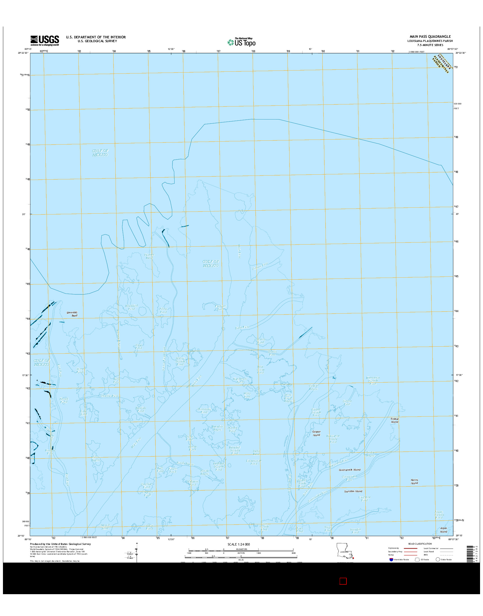 USGS US TOPO 7.5-MINUTE MAP FOR MAIN PASS, LA 2015