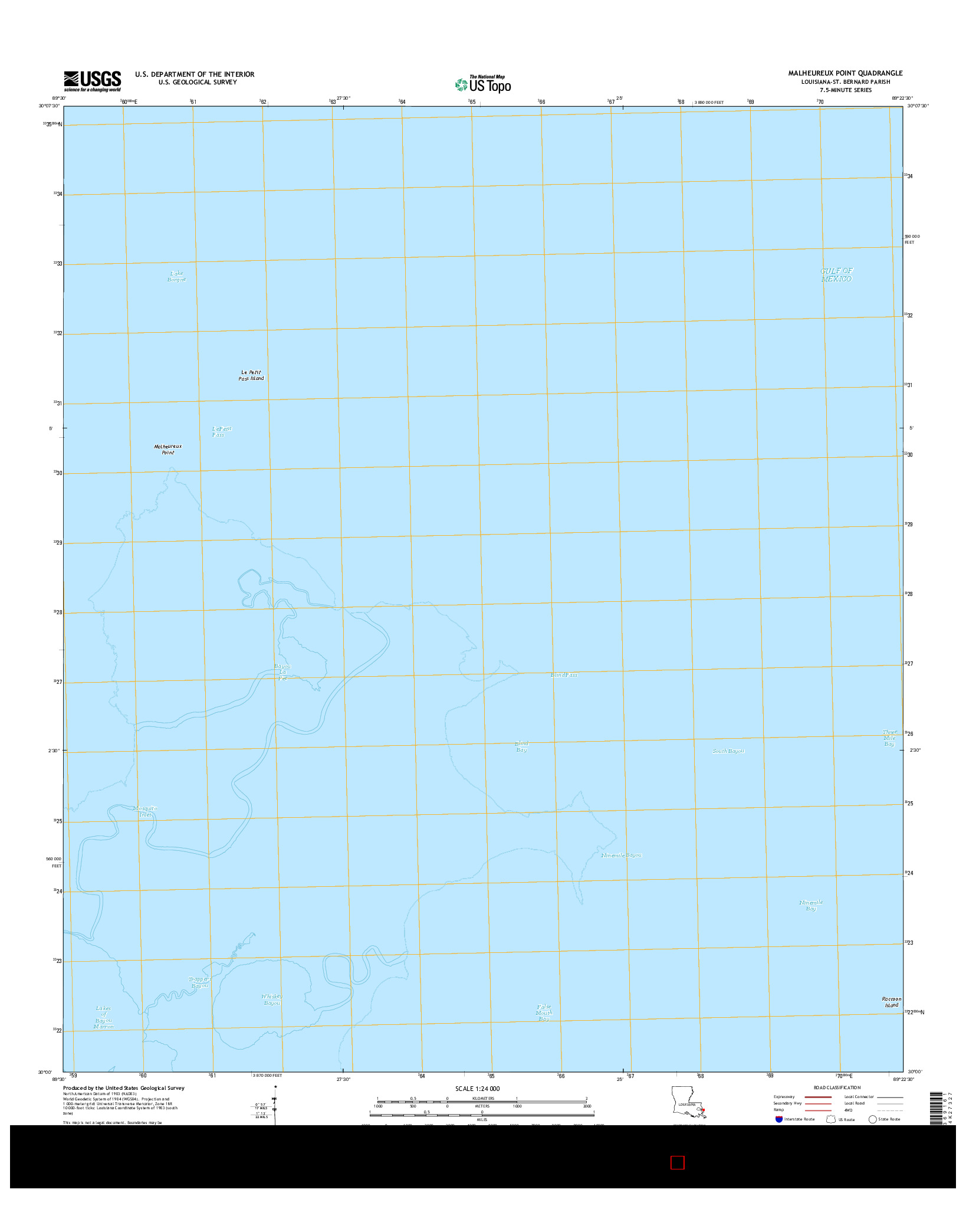 USGS US TOPO 7.5-MINUTE MAP FOR MALHEUREUX POINT, LA 2015