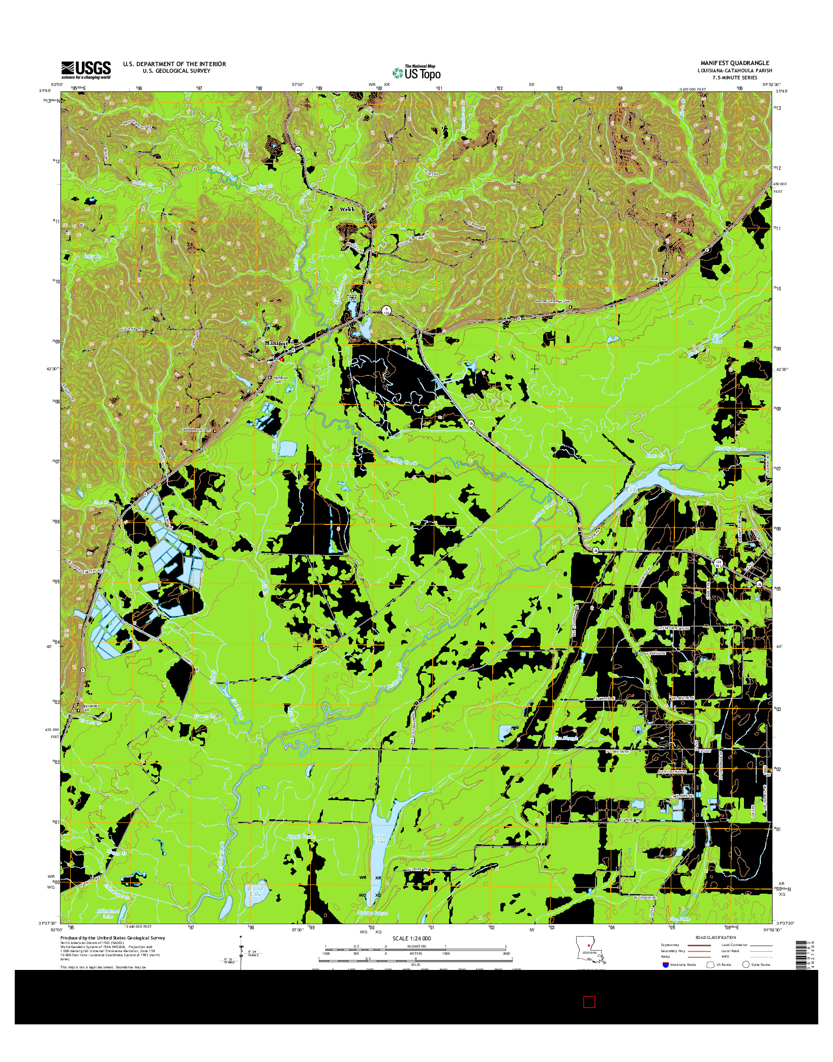 USGS US TOPO 7.5-MINUTE MAP FOR MANIFEST, LA 2015