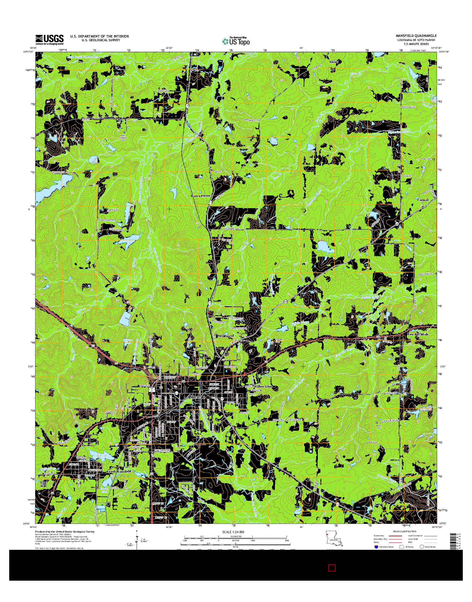USGS US TOPO 7.5-MINUTE MAP FOR MANSFIELD, LA 2015