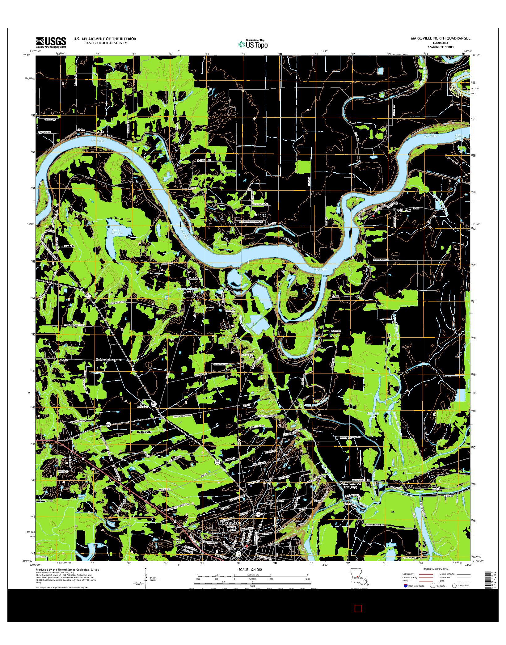 USGS US TOPO 7.5-MINUTE MAP FOR MARKSVILLE NORTH, LA 2015