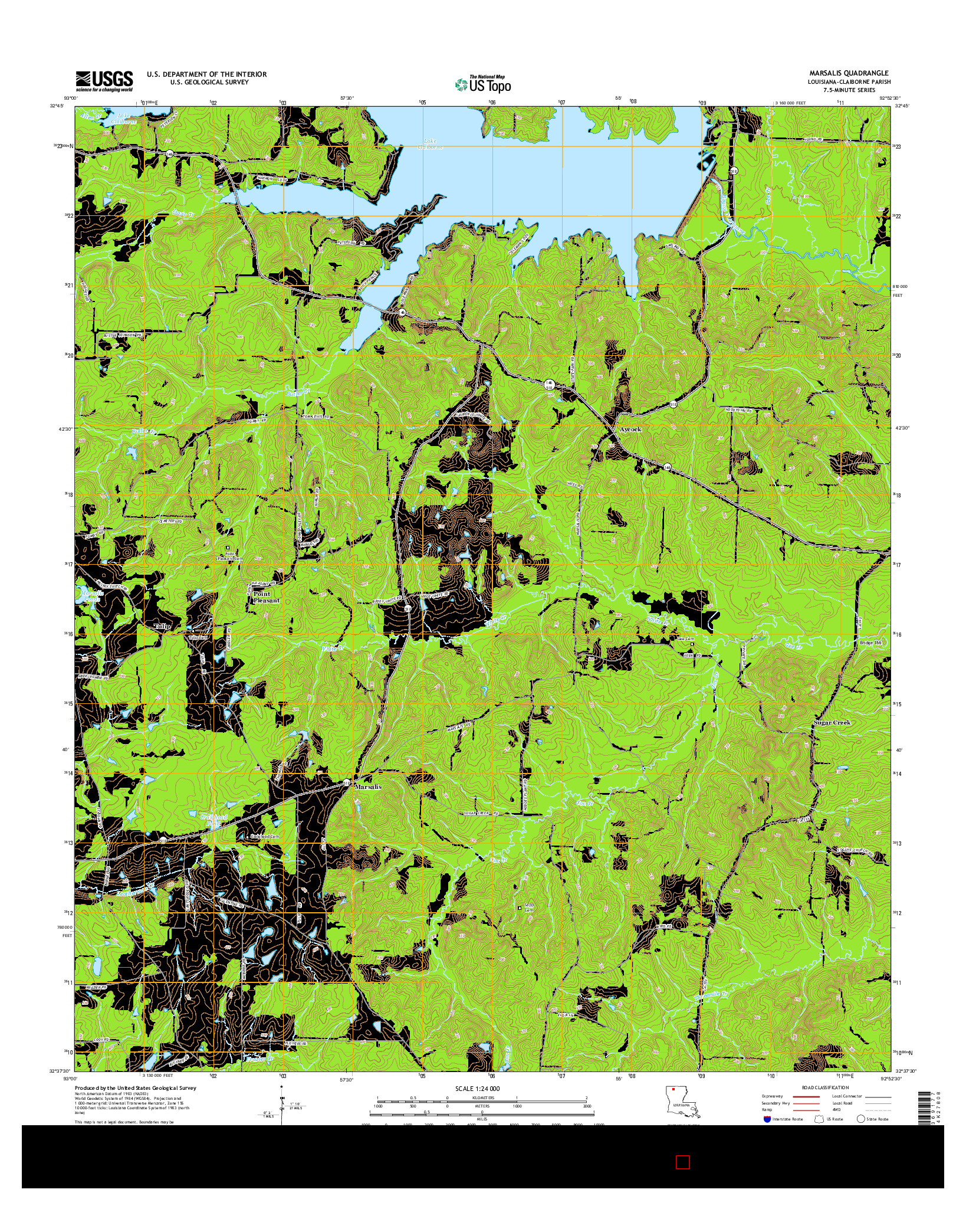 USGS US TOPO 7.5-MINUTE MAP FOR MARSALIS, LA 2015