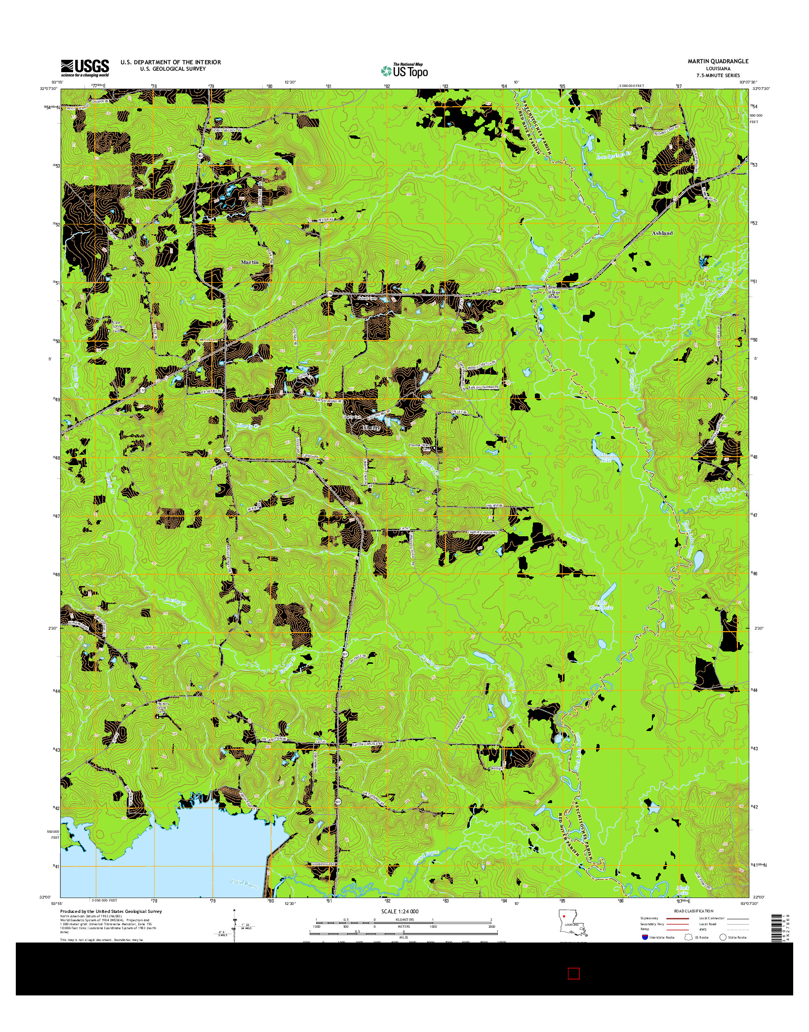 USGS US TOPO 7.5-MINUTE MAP FOR MARTIN, LA 2015