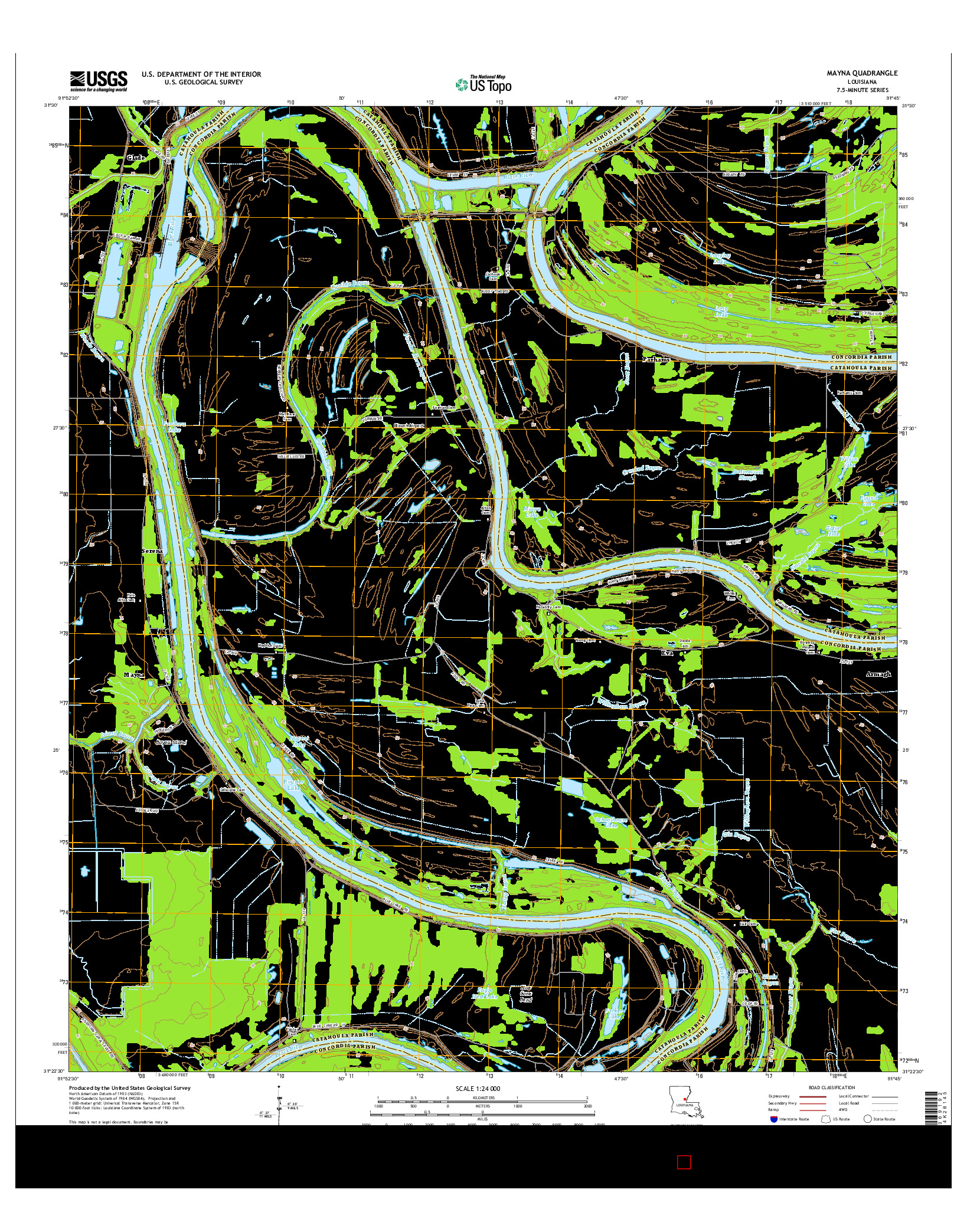 USGS US TOPO 7.5-MINUTE MAP FOR MAYNA, LA 2015