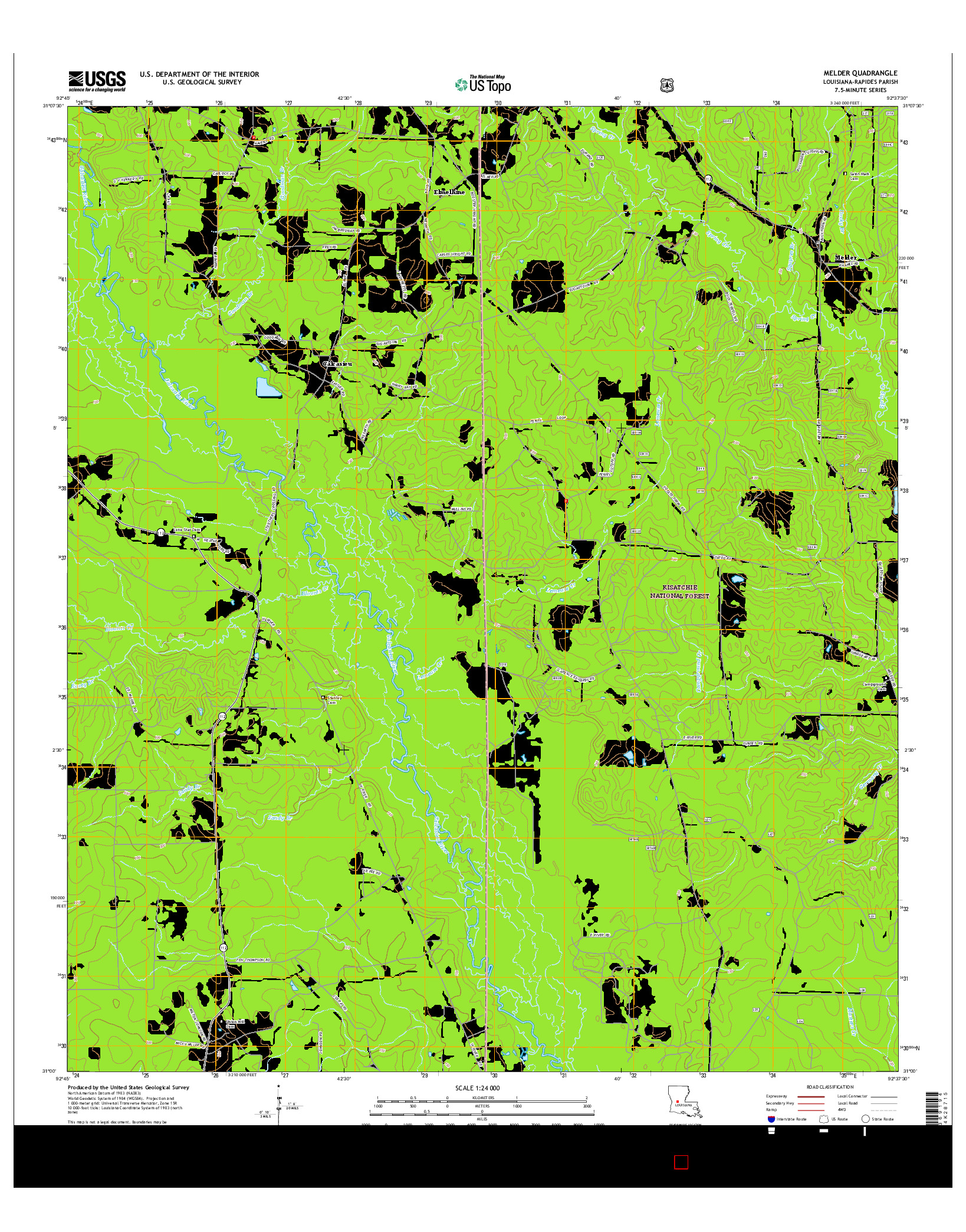 USGS US TOPO 7.5-MINUTE MAP FOR MELDER, LA 2015
