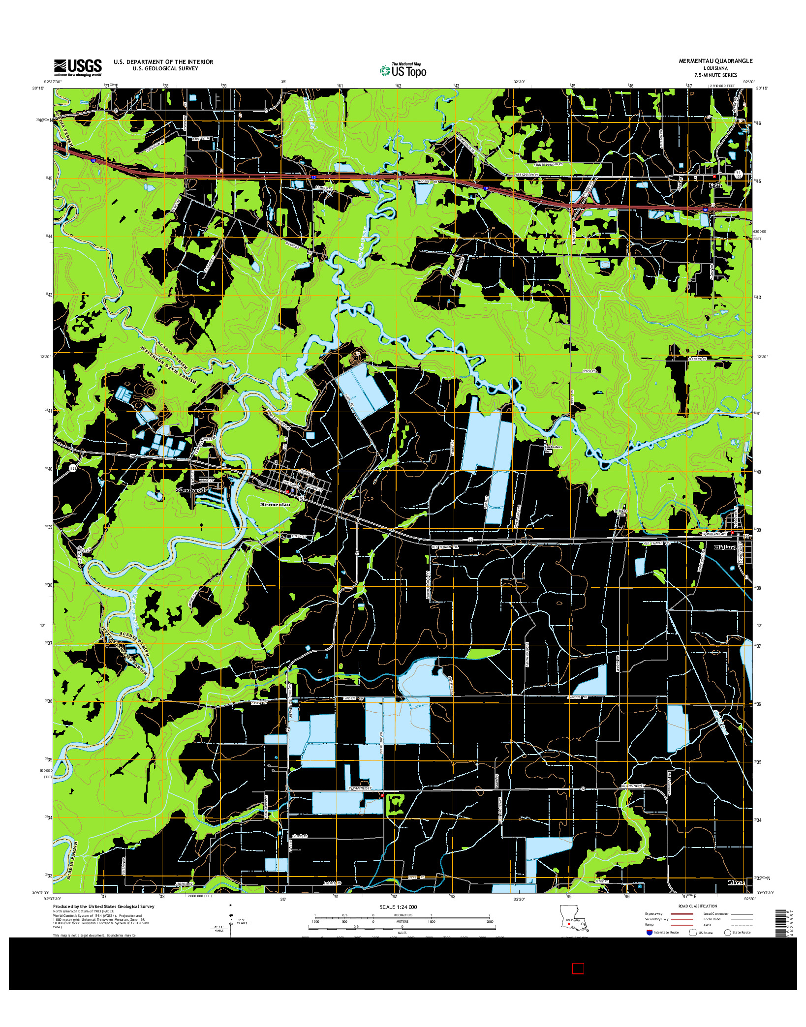 USGS US TOPO 7.5-MINUTE MAP FOR MERMENTAU, LA 2015