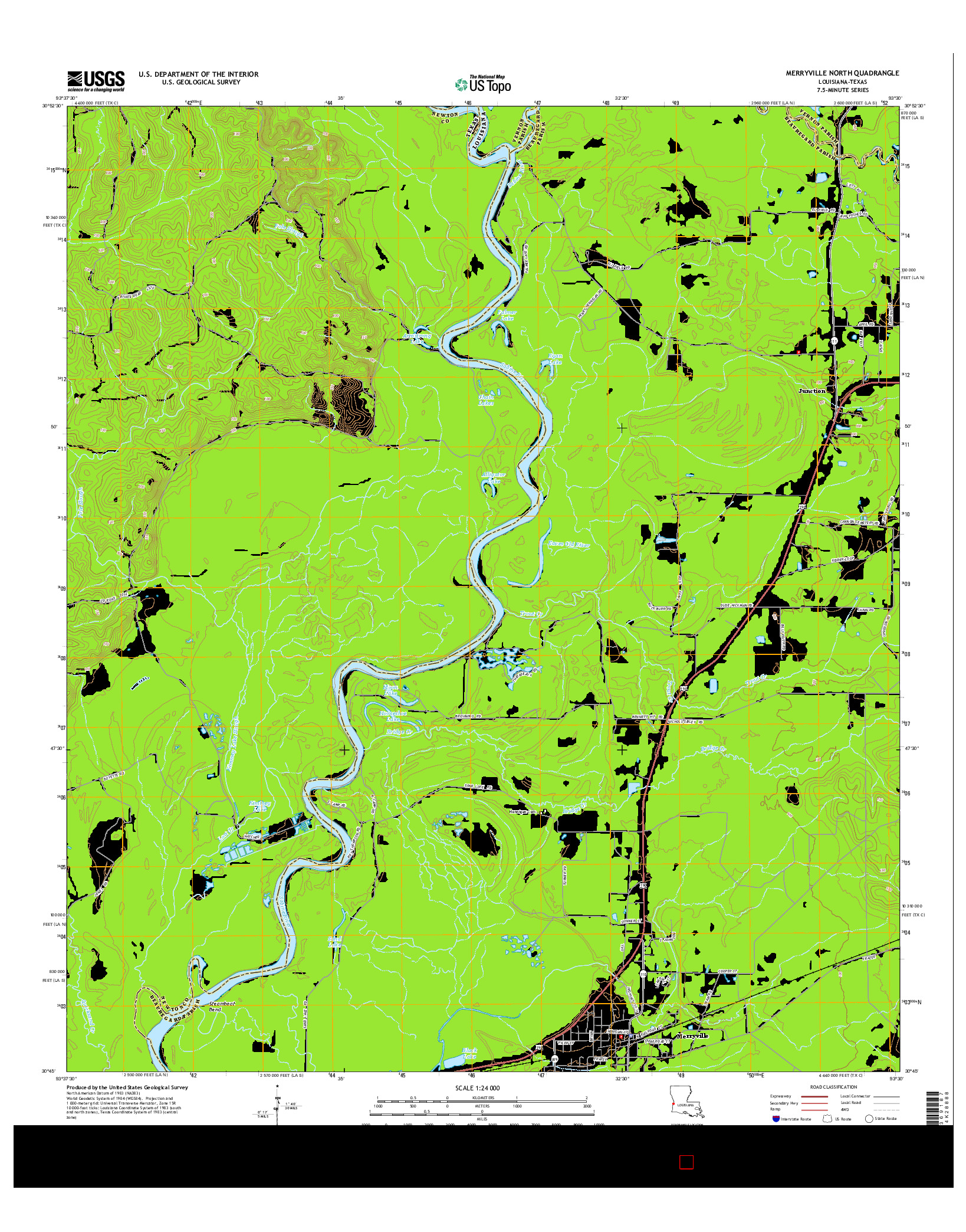 USGS US TOPO 7.5-MINUTE MAP FOR MERRYVILLE NORTH, LA-TX 2015
