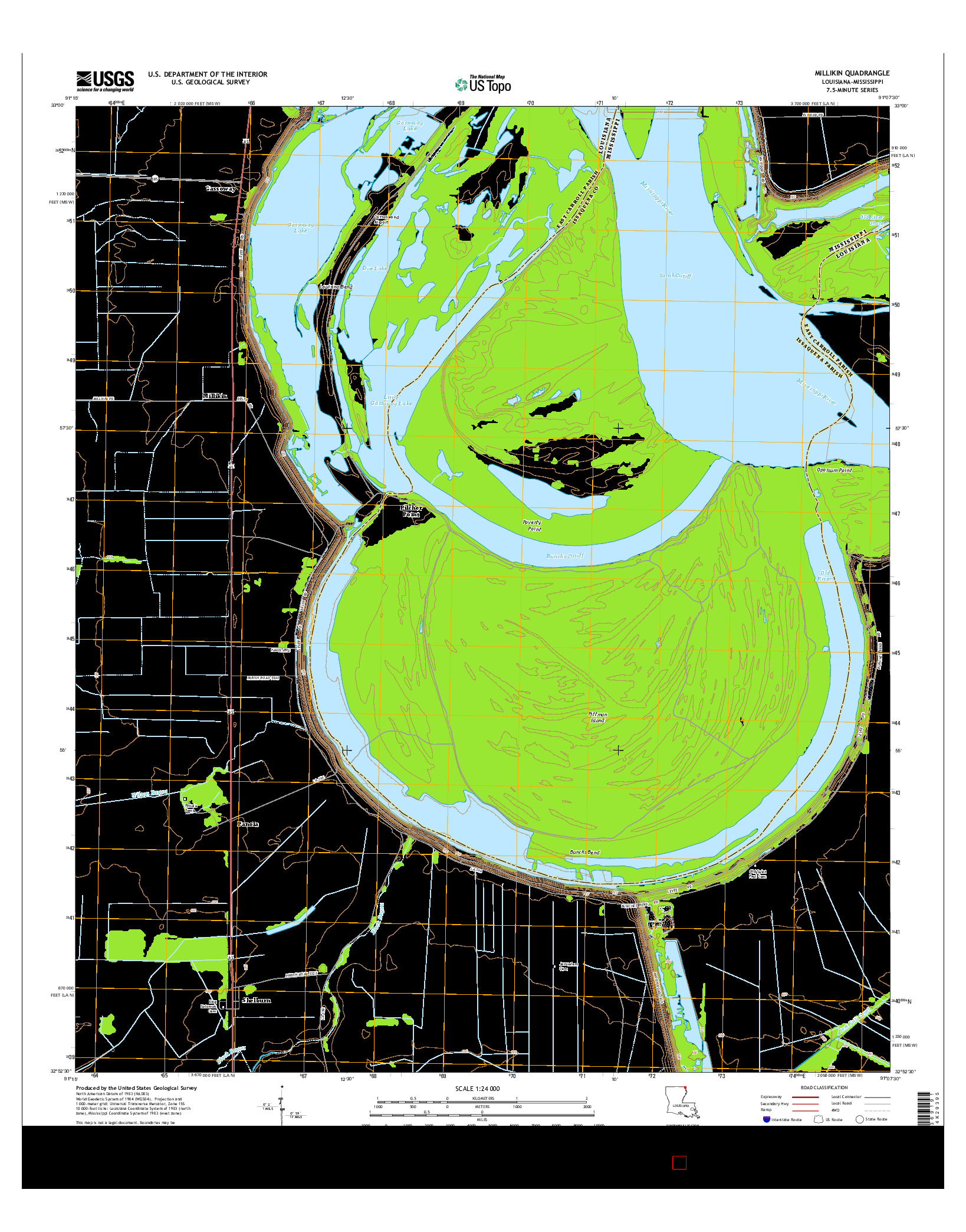 USGS US TOPO 7.5-MINUTE MAP FOR MILLIKIN, LA-MS 2015