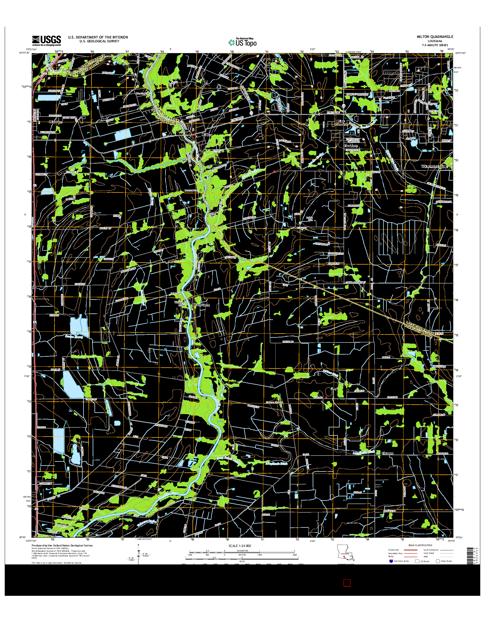 USGS US TOPO 7.5-MINUTE MAP FOR MILTON, LA 2015