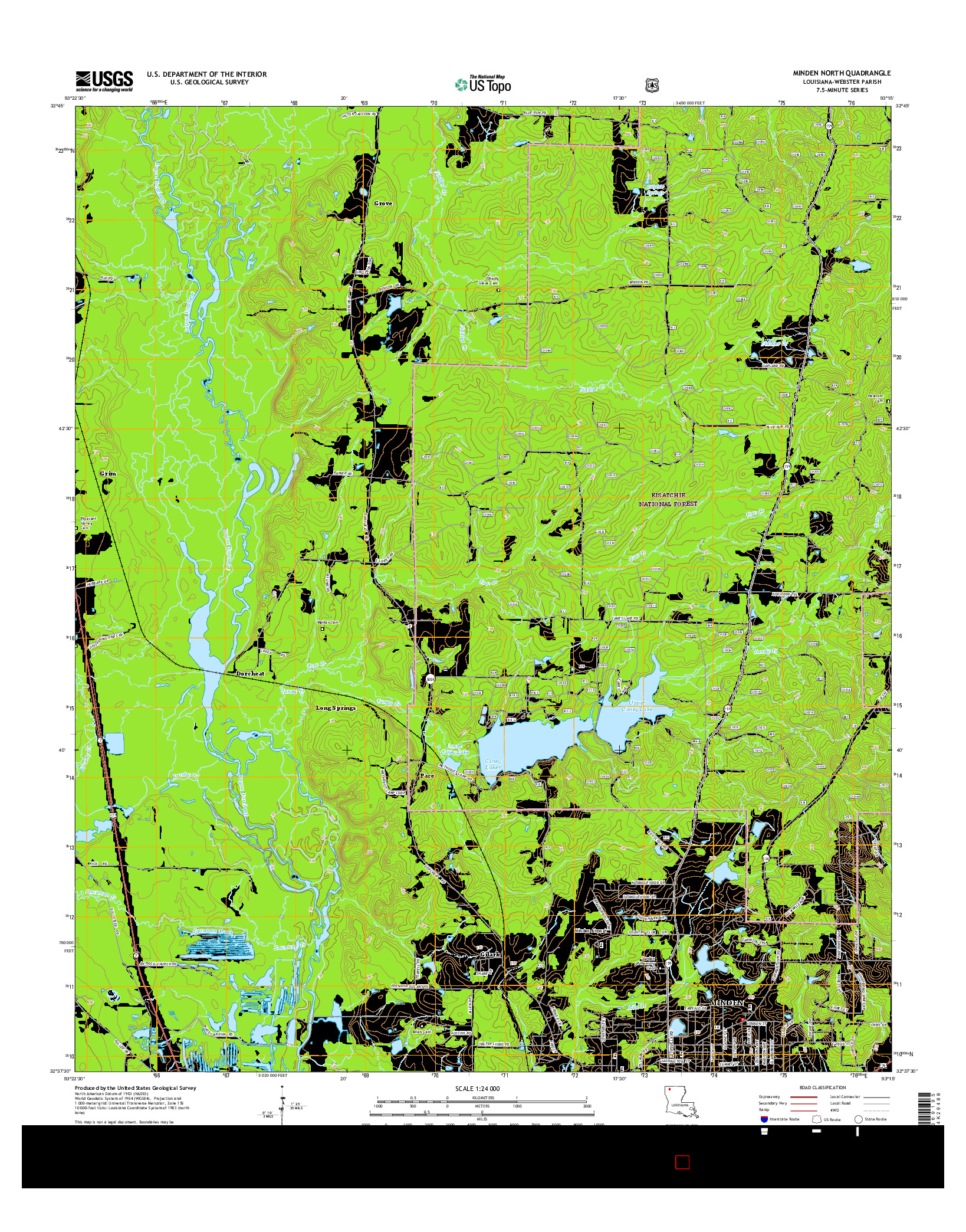 USGS US TOPO 7.5-MINUTE MAP FOR MINDEN NORTH, LA 2015