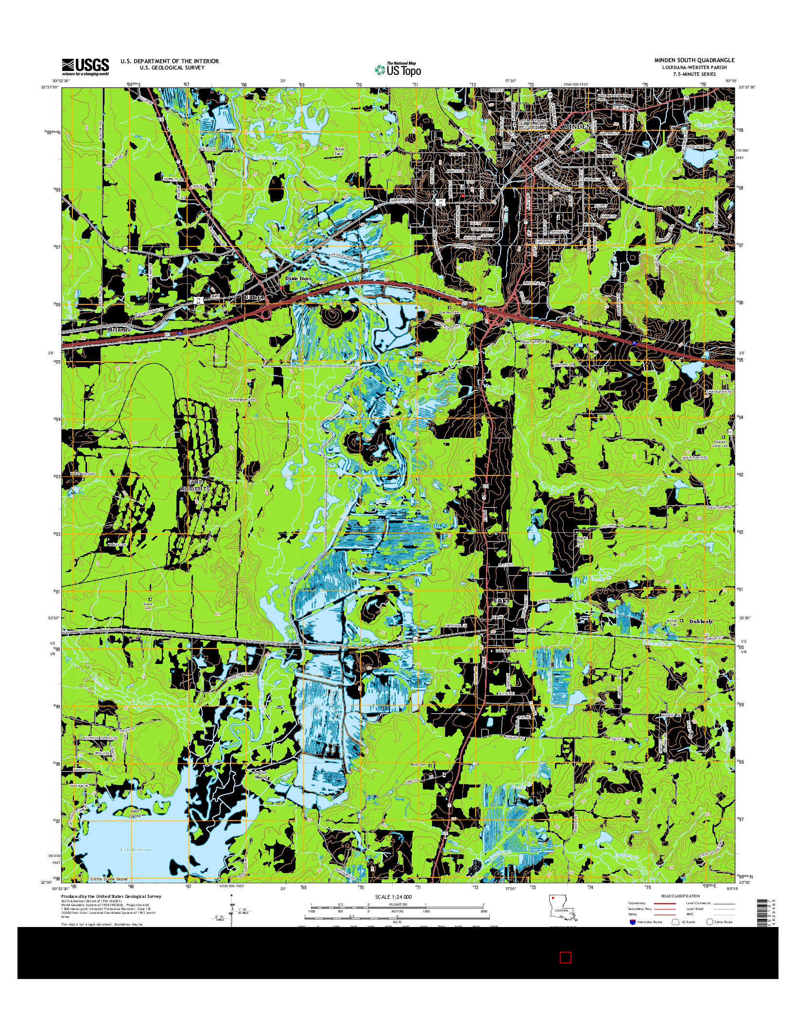 USGS US TOPO 7.5-MINUTE MAP FOR MINDEN SOUTH, LA 2015