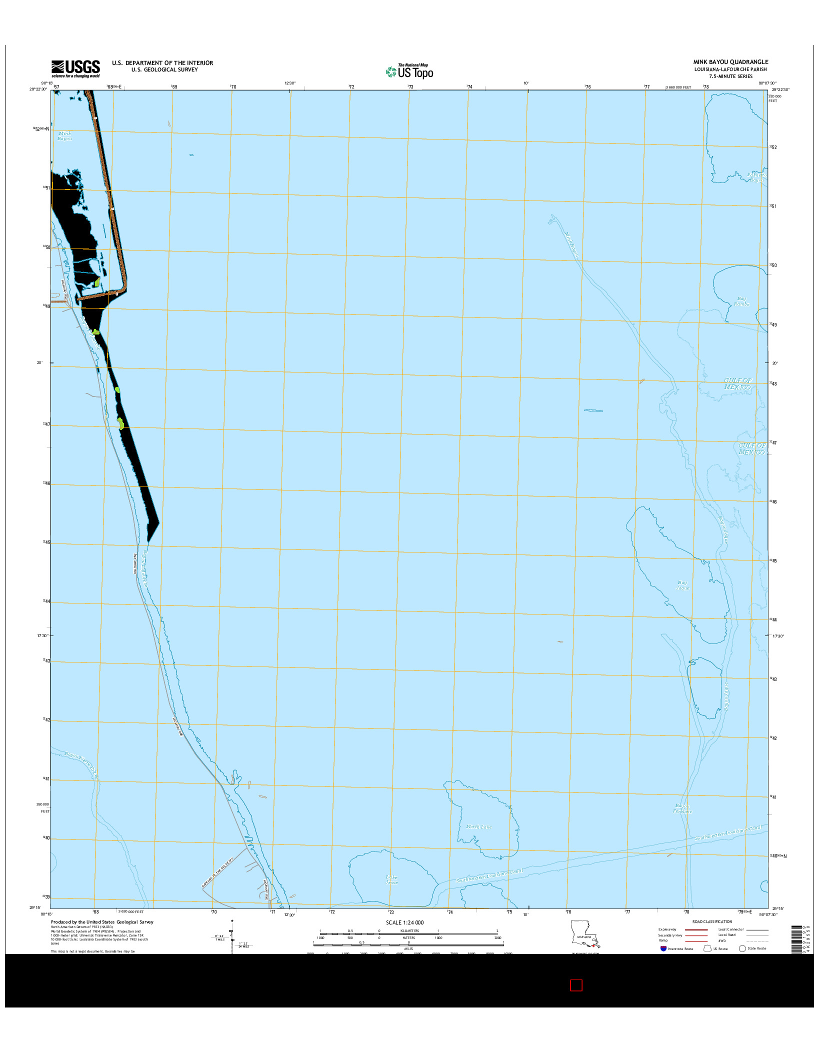 USGS US TOPO 7.5-MINUTE MAP FOR MINK BAYOU, LA 2015