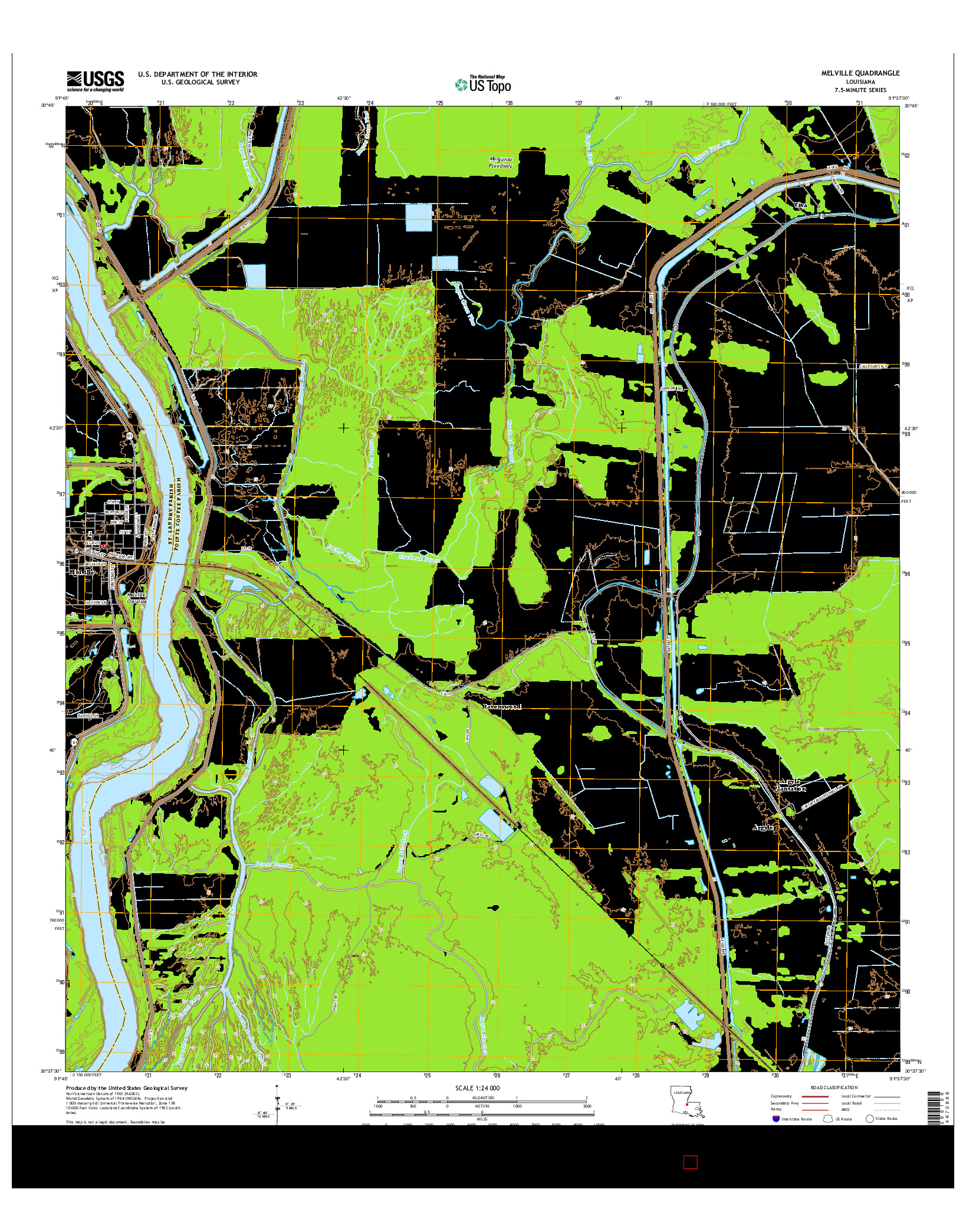 USGS US TOPO 7.5-MINUTE MAP FOR MELVILLE, LA 2015