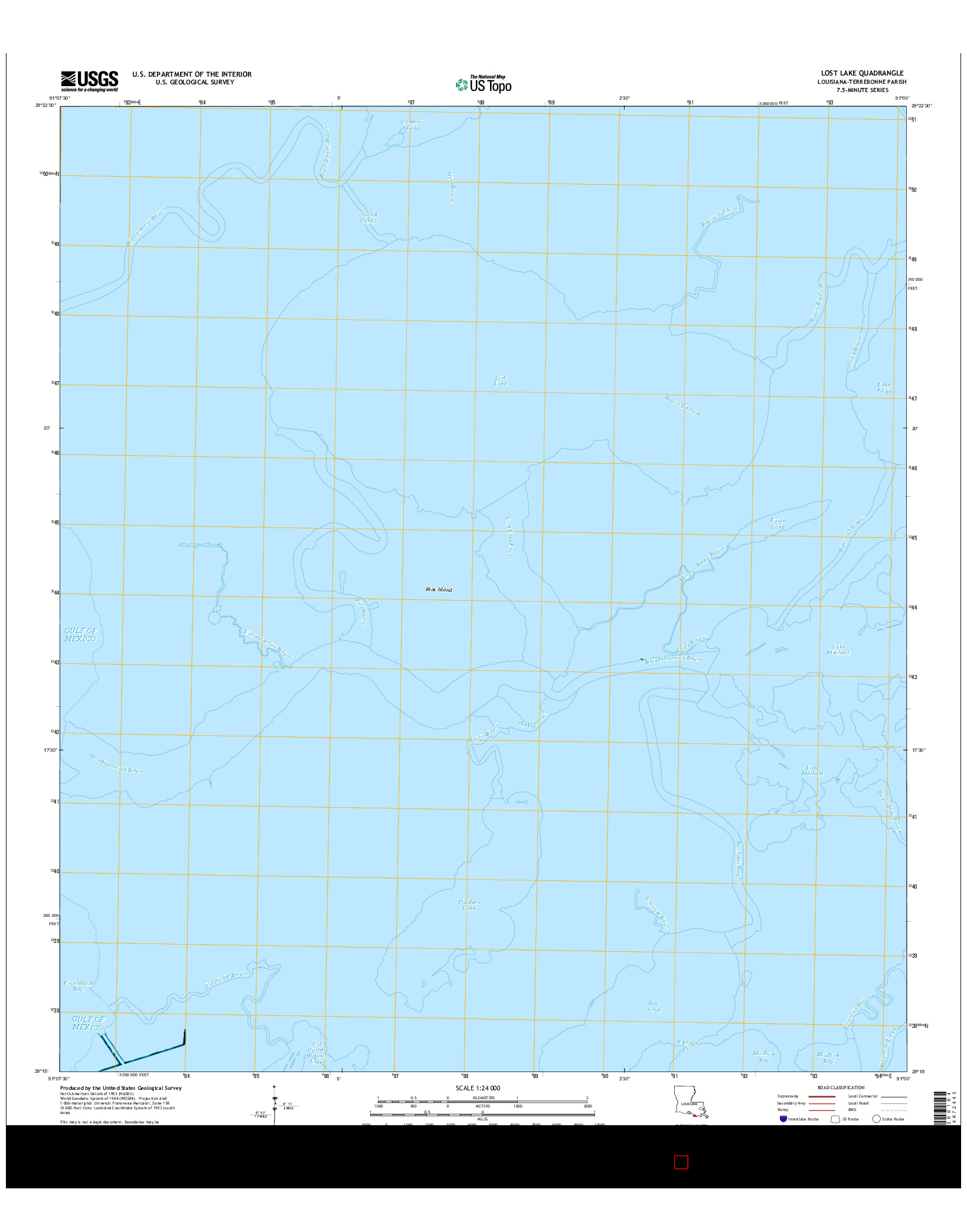 USGS US TOPO 7.5-MINUTE MAP FOR LOST LAKE, LA 2015