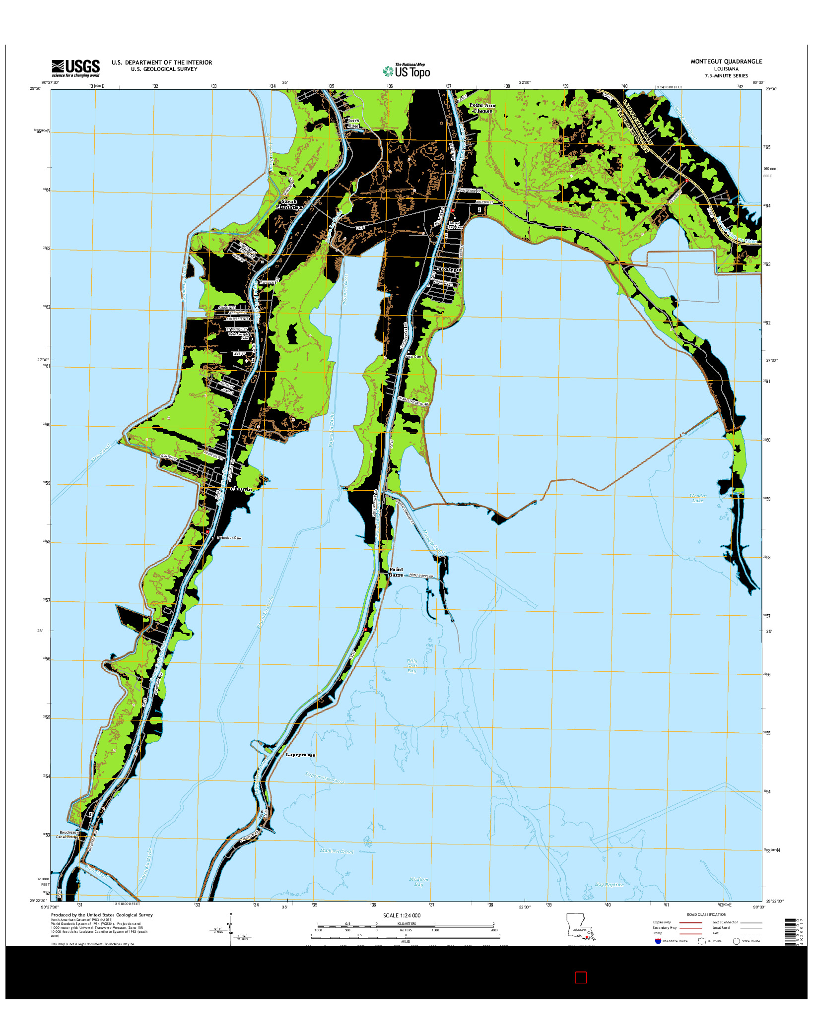 USGS US TOPO 7.5-MINUTE MAP FOR MONTEGUT, LA 2015
