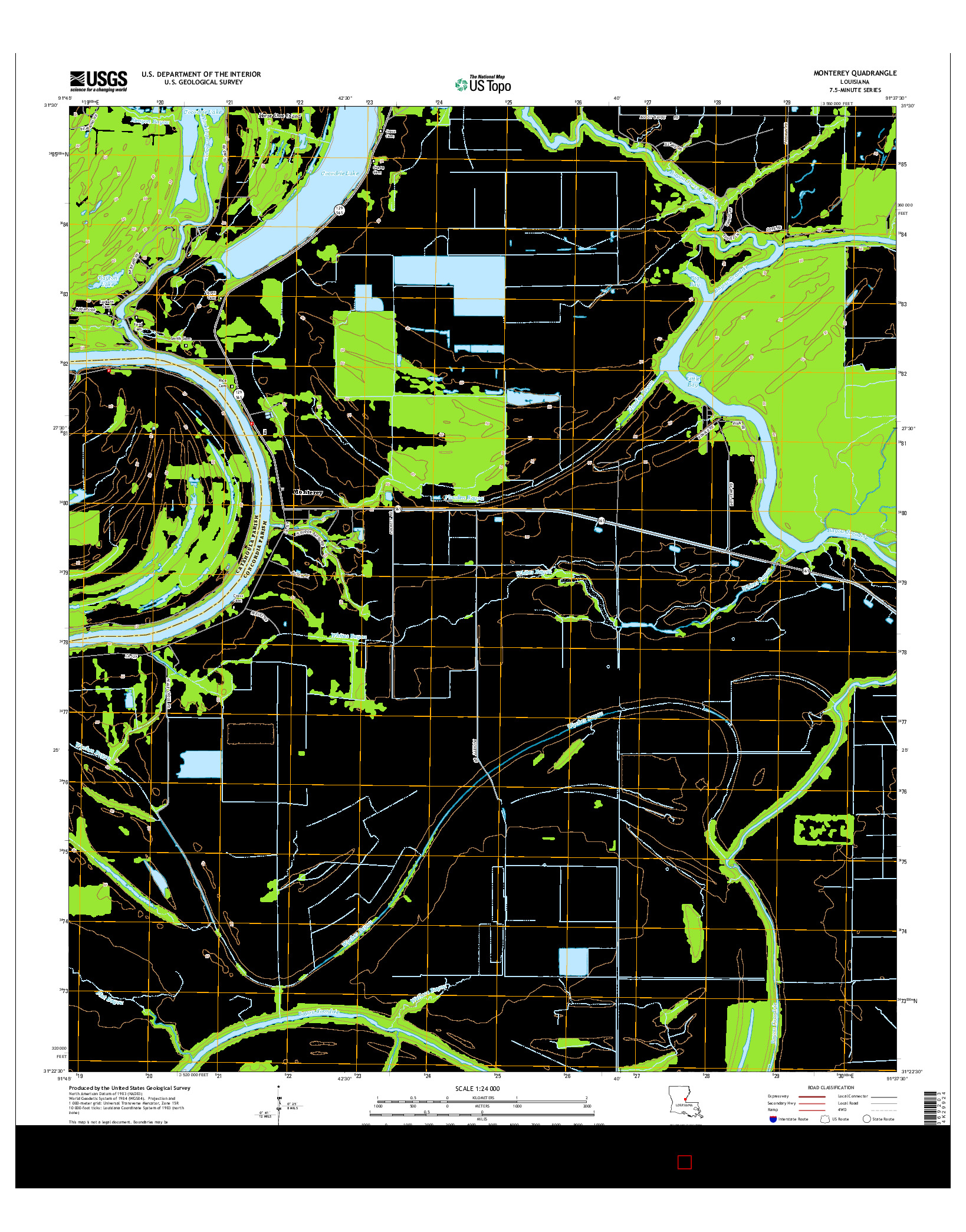 USGS US TOPO 7.5-MINUTE MAP FOR MONTEREY, LA 2015