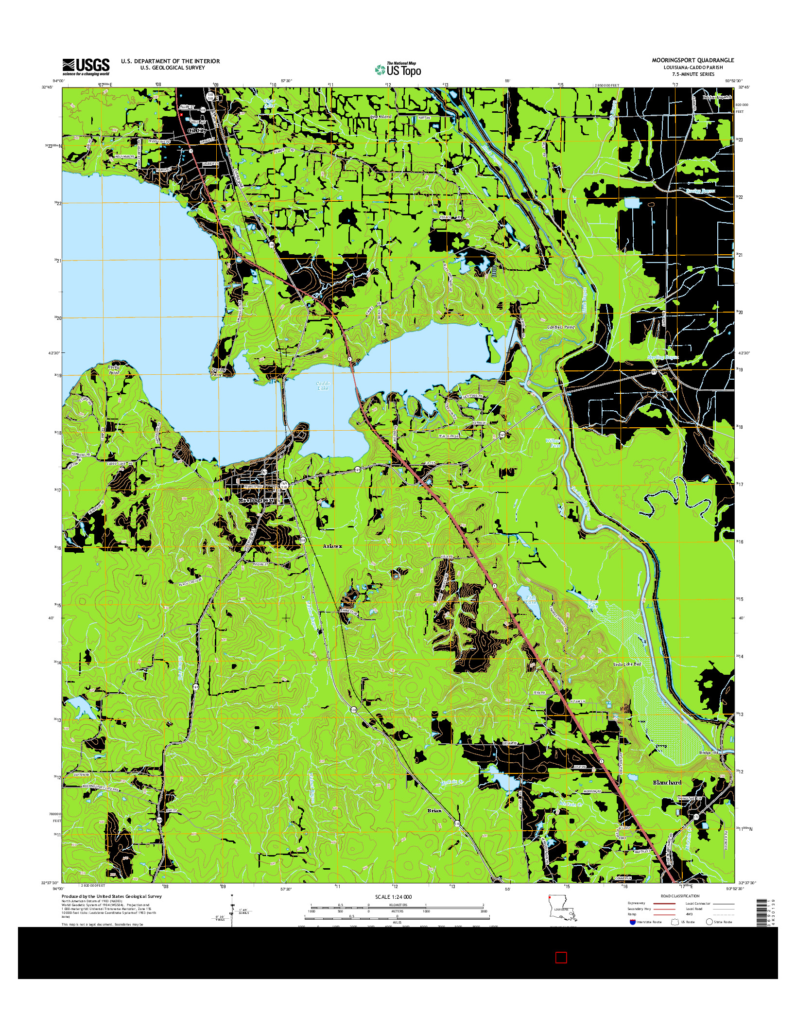 USGS US TOPO 7.5-MINUTE MAP FOR MOORINGSPORT, LA 2015