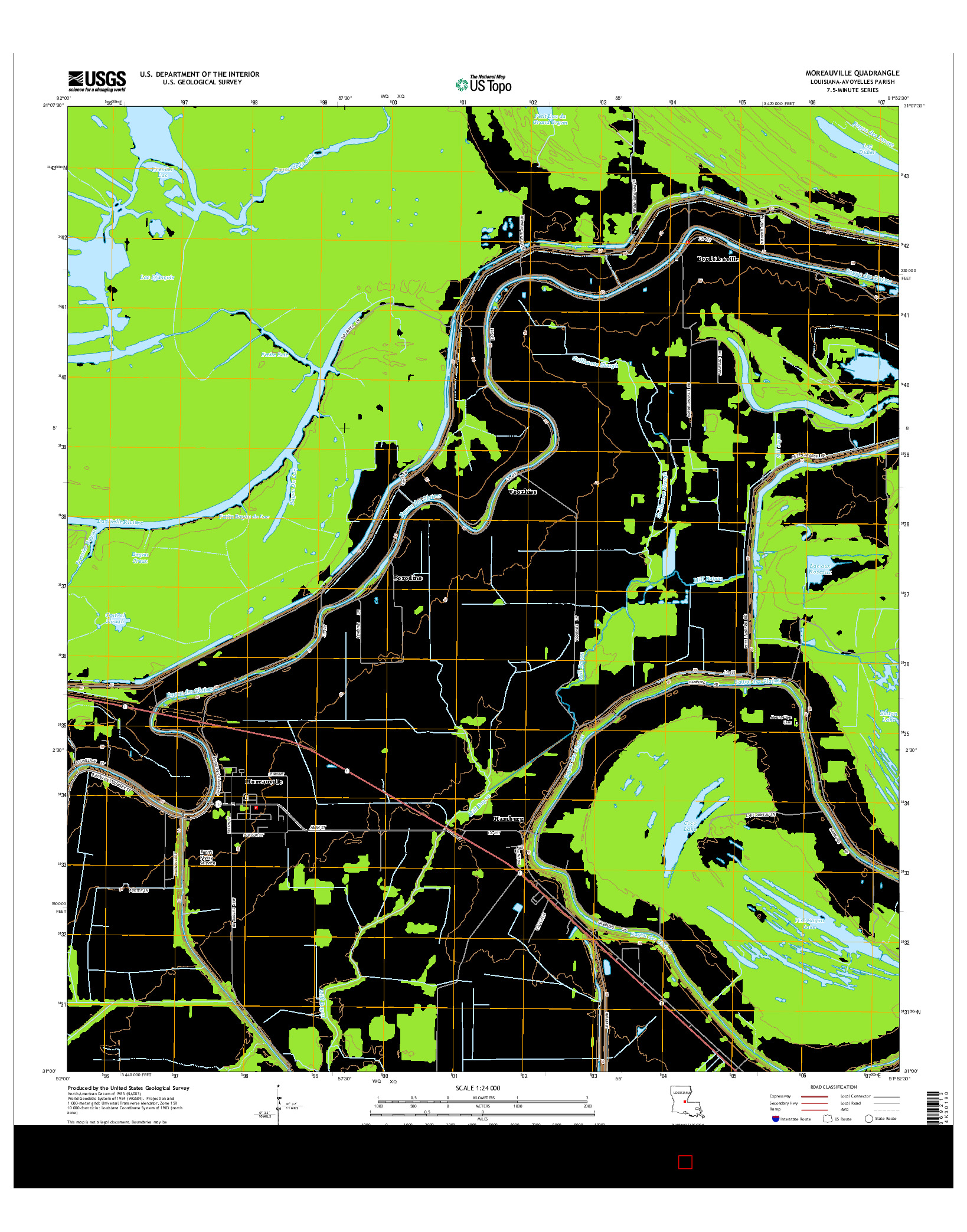 USGS US TOPO 7.5-MINUTE MAP FOR MOREAUVILLE, LA 2015