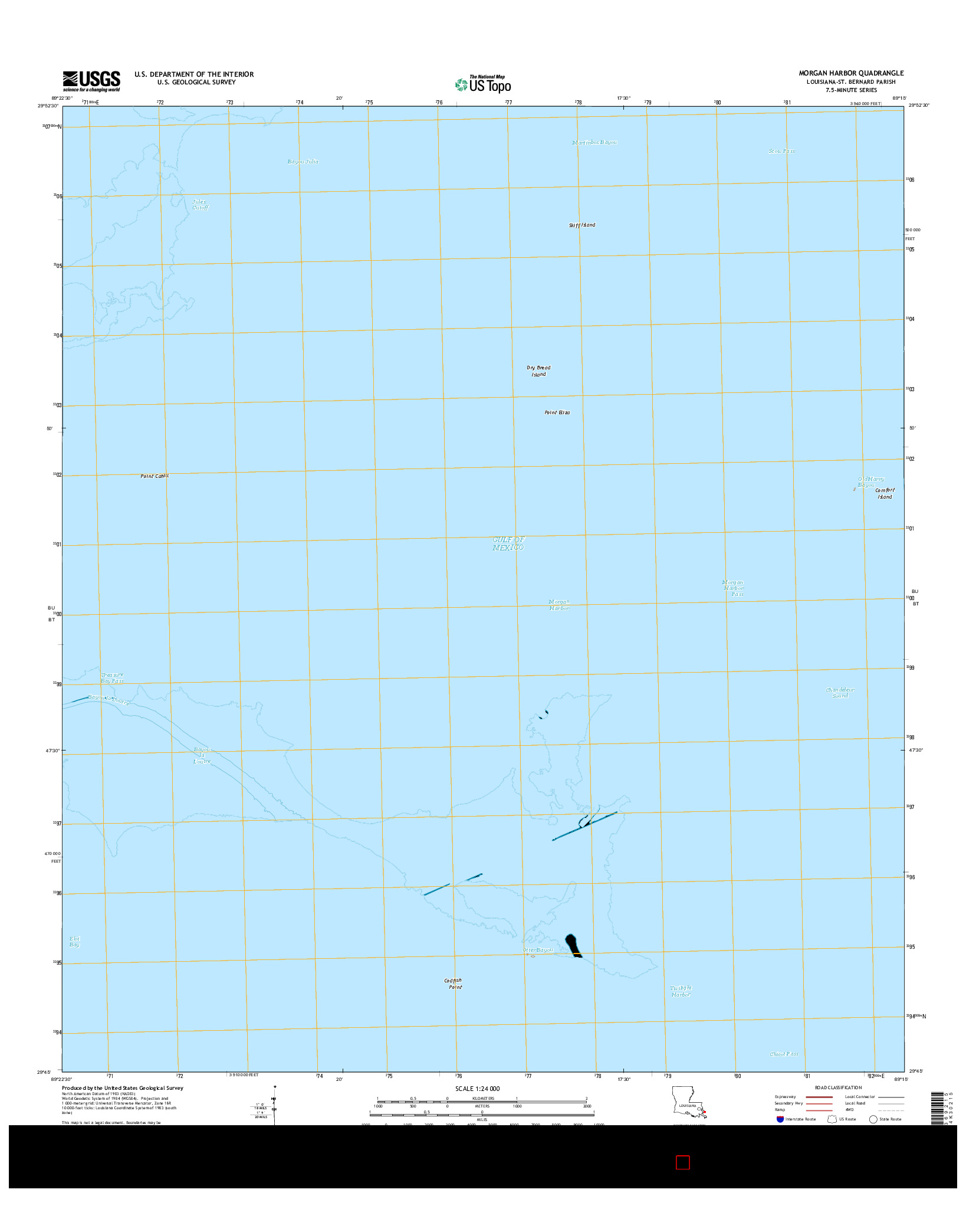 USGS US TOPO 7.5-MINUTE MAP FOR MORGAN HARBOR, LA 2015