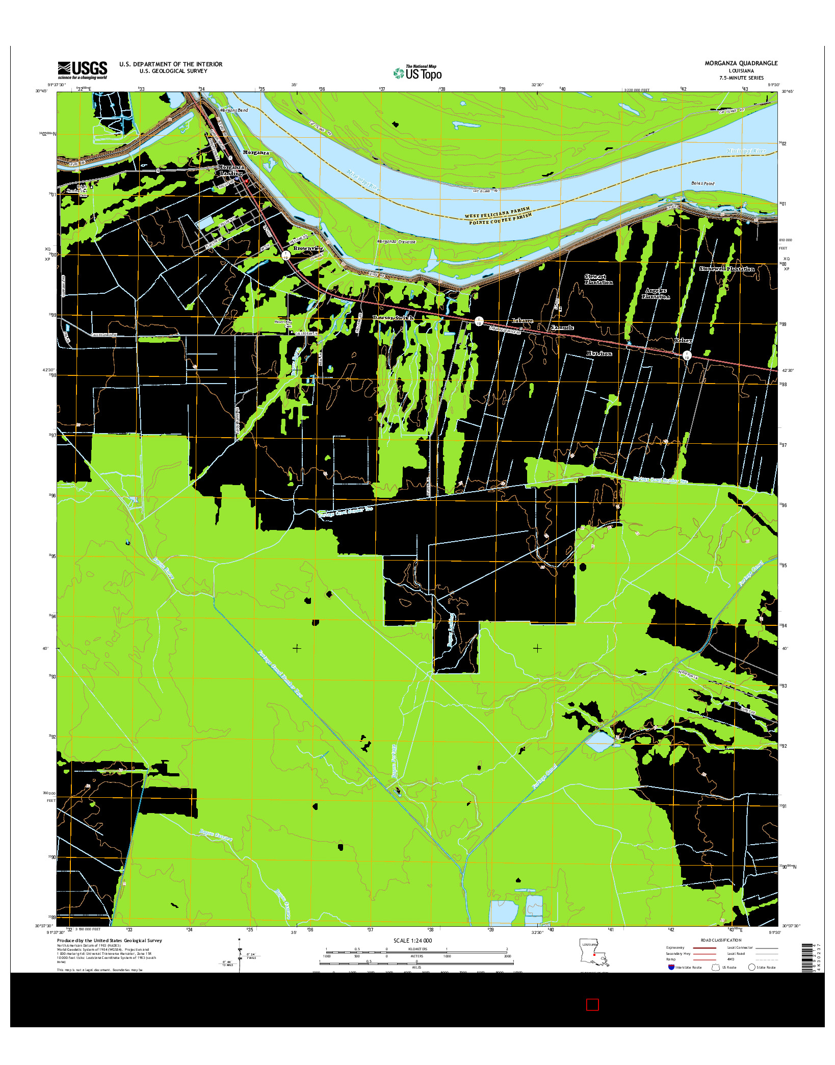 USGS US TOPO 7.5-MINUTE MAP FOR MORGANZA, LA 2015